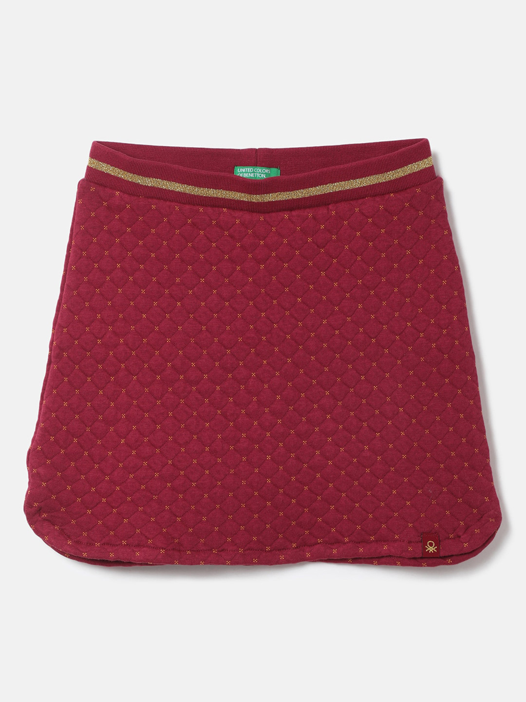 

United Colors of Benetton Girls Red Quilted Pure Cotton A-Line Skirts