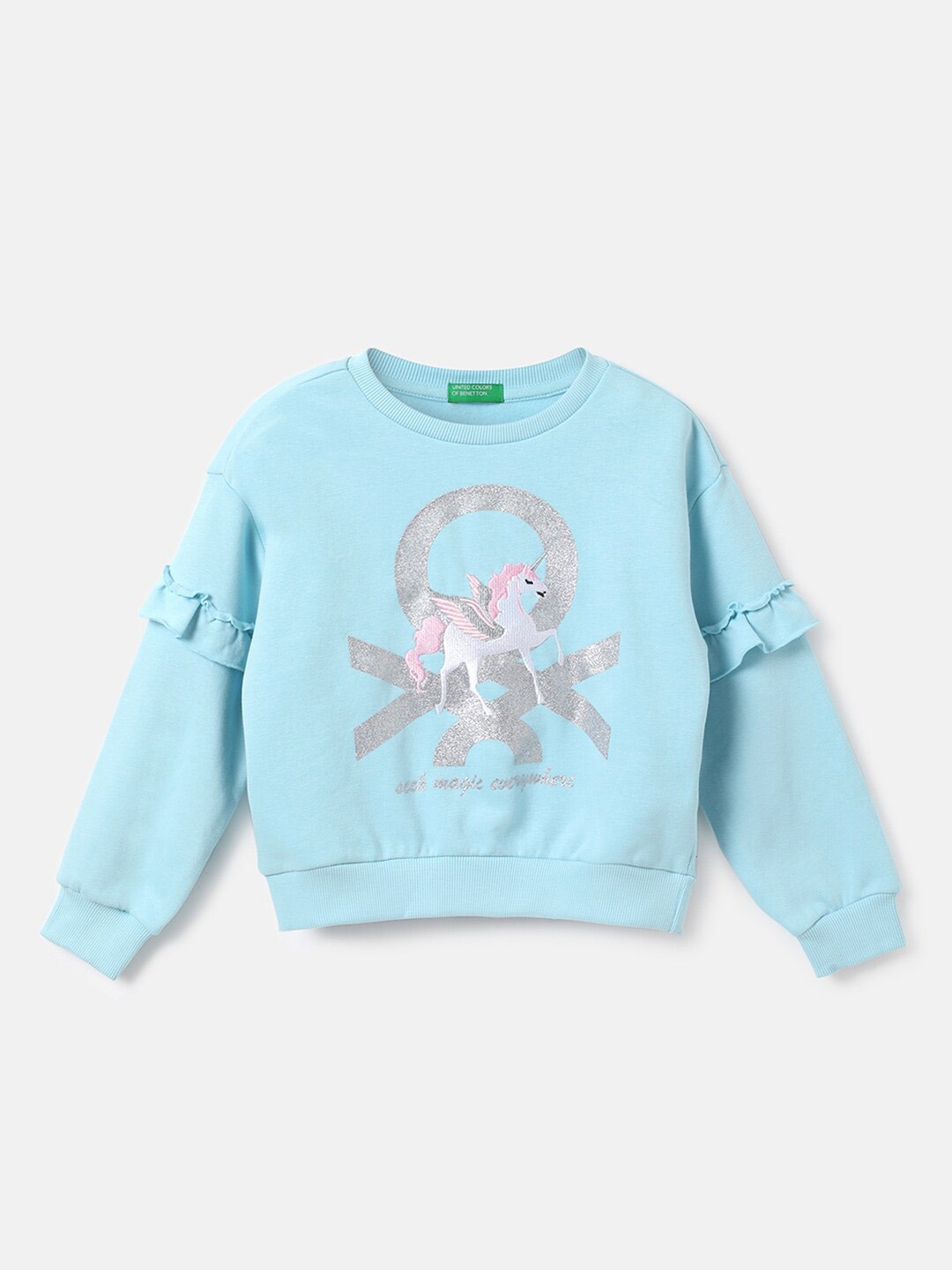 

United Colors of Benetton Girls Blue Printed Sweatshirt