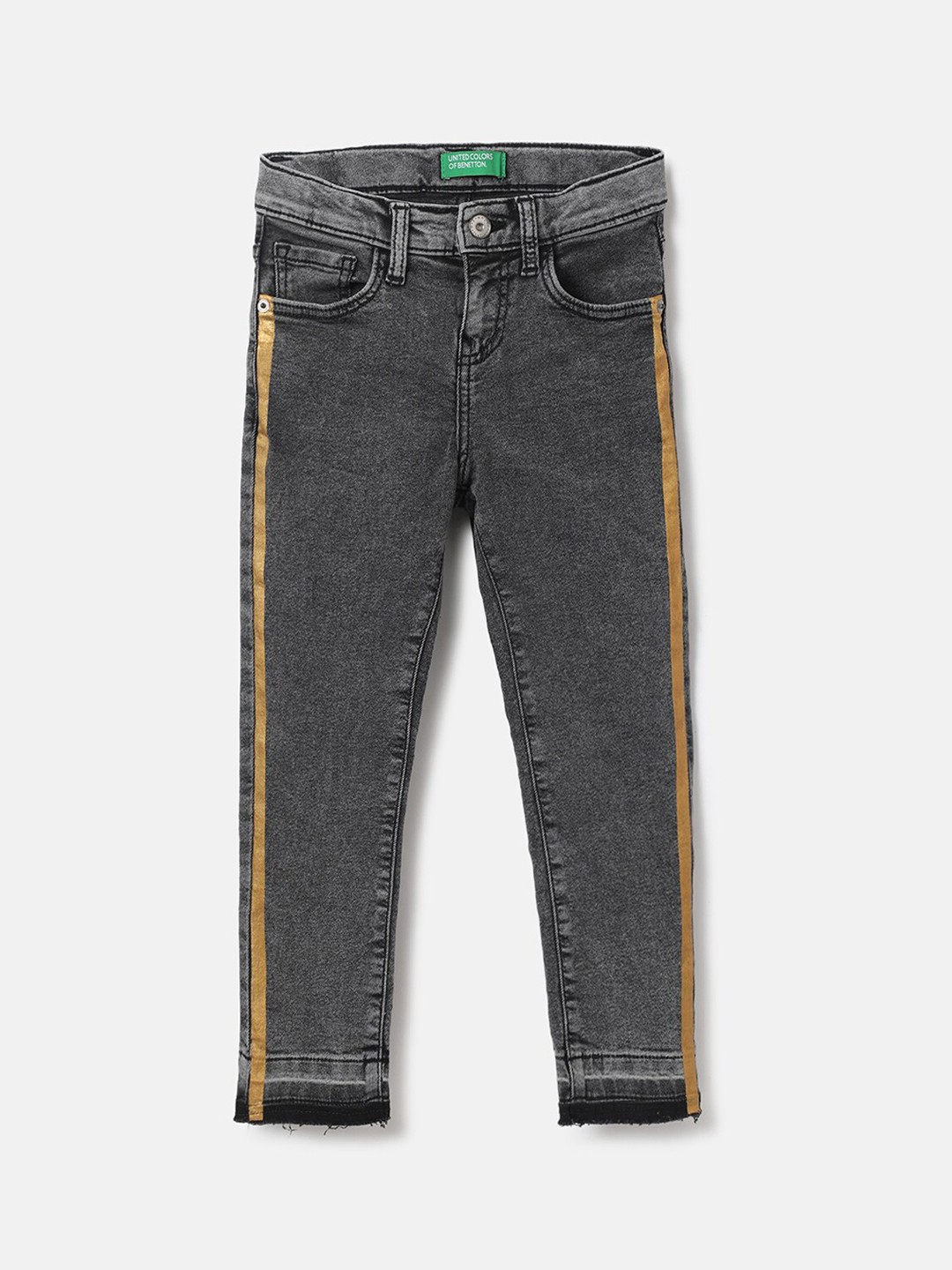 

United Colors of Benetton Girls Skinny Fit Heavy Fade Jeans, Grey