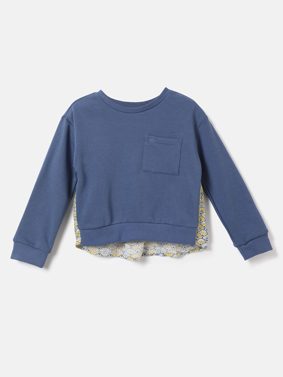 

United Colors of Benetton Girls Blue Round Neck Cotton Sweatshirt