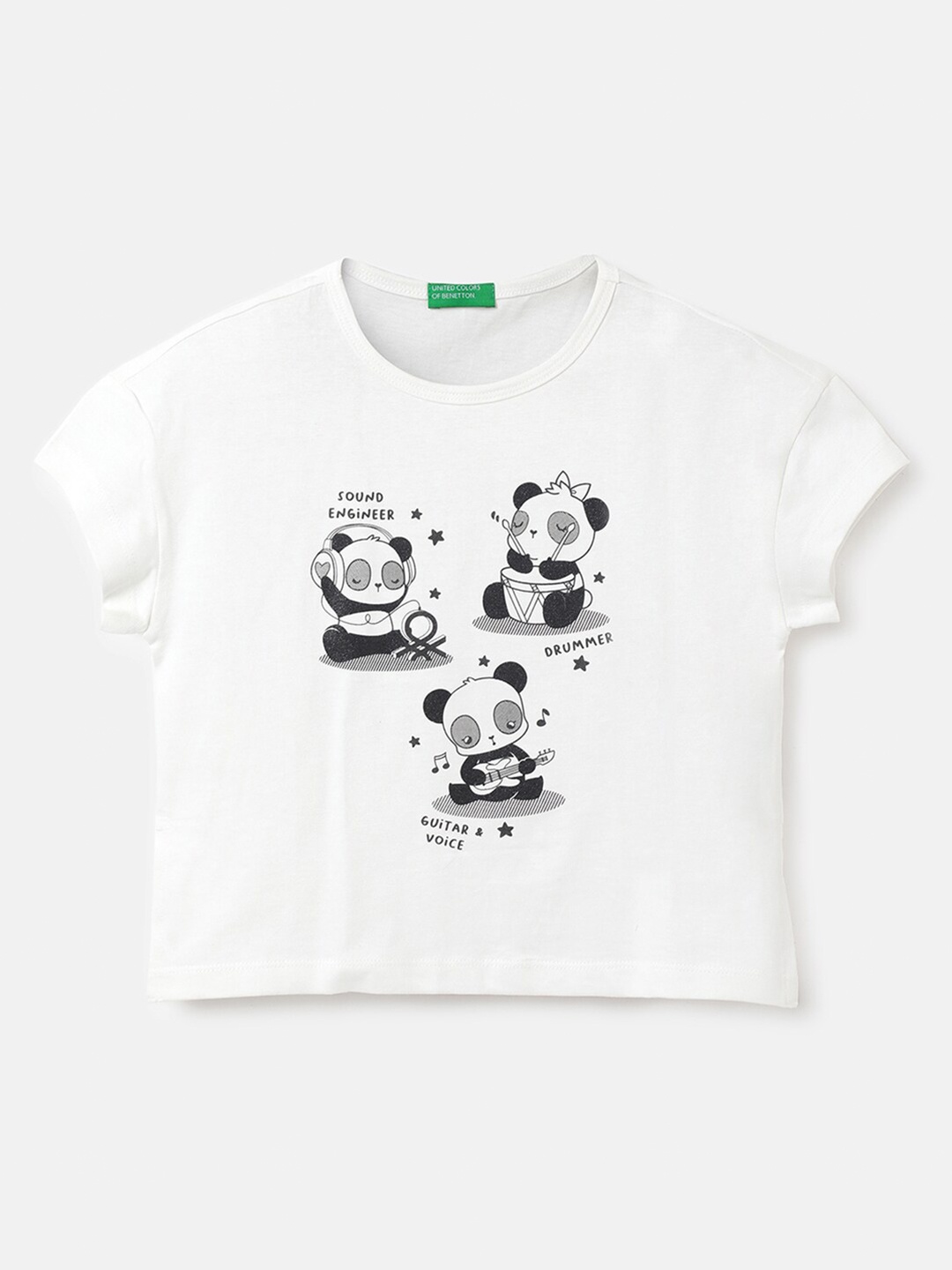 

United Colors of Benetton Girls White Kung Fu Panda Printed Cotton T-shirt