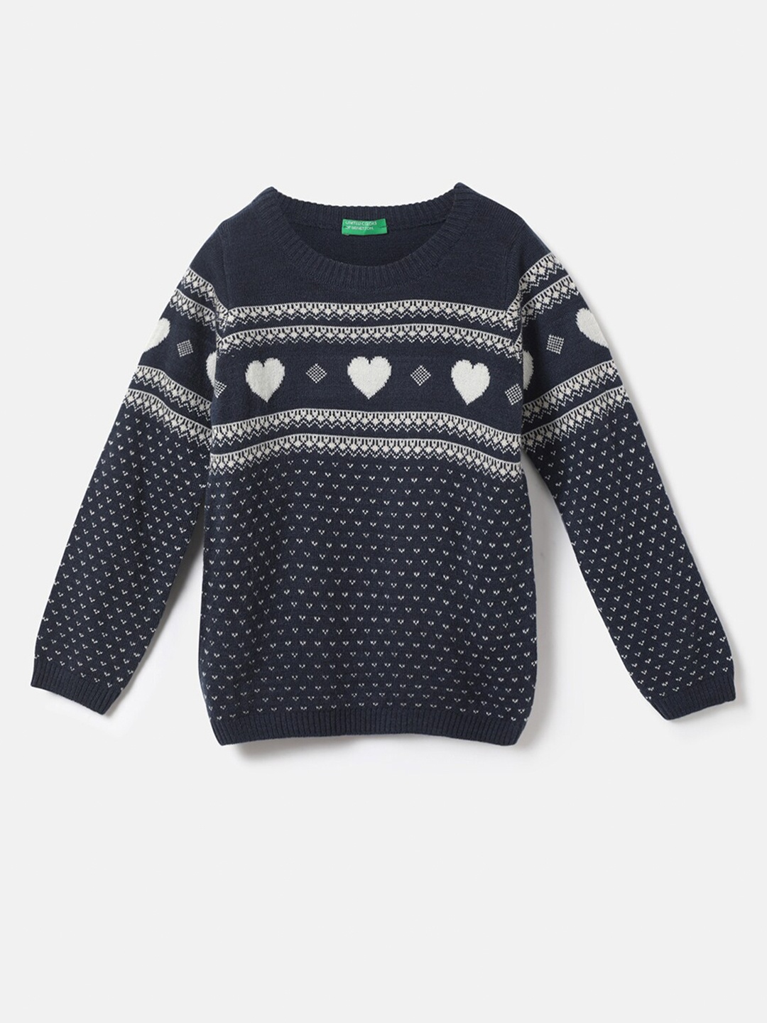 

United Colors of Benetton Girls Black & White Printed Pullover