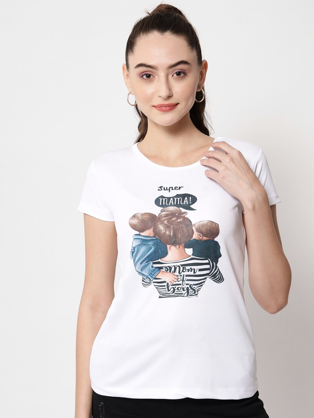 

Kushi Flyer Women White Graphic Printed T-shirt
