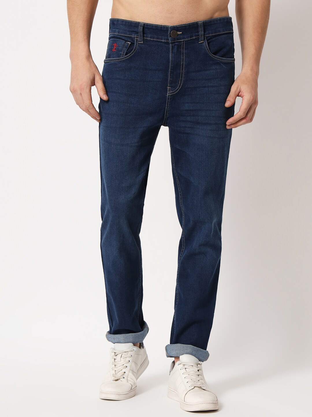 

Aazing London Men Navy Blue Jean Slim Fit Light Fade Cotton Acid Wash Stretchable Jeans