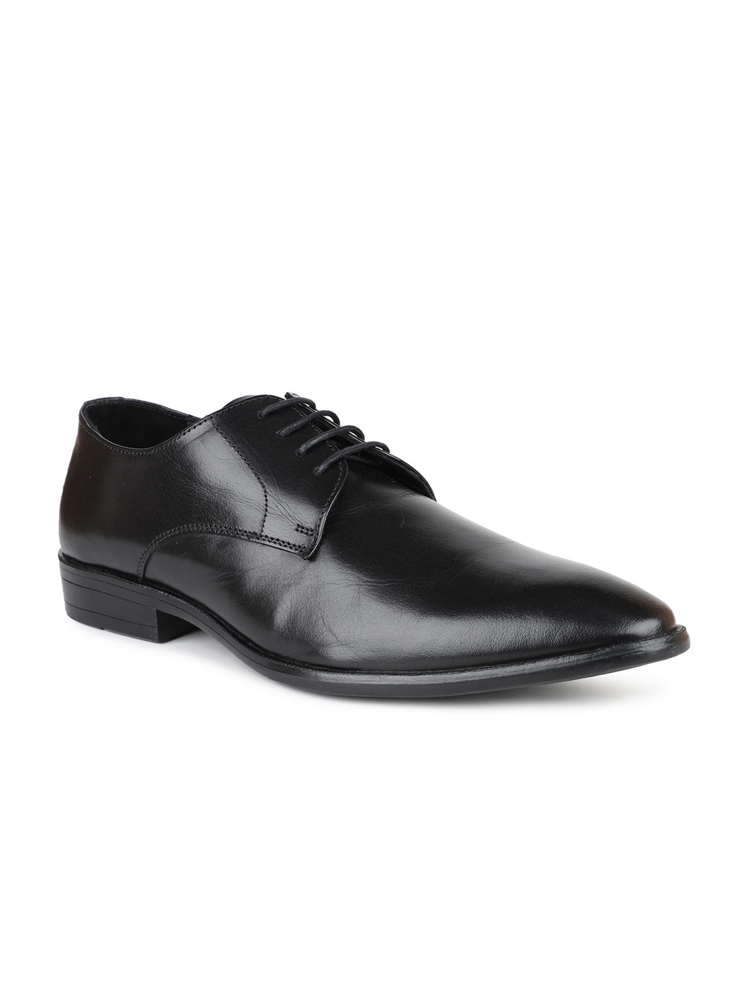 

PRIVO by Inc.5 Men Black Solid Leather Formal Derbys