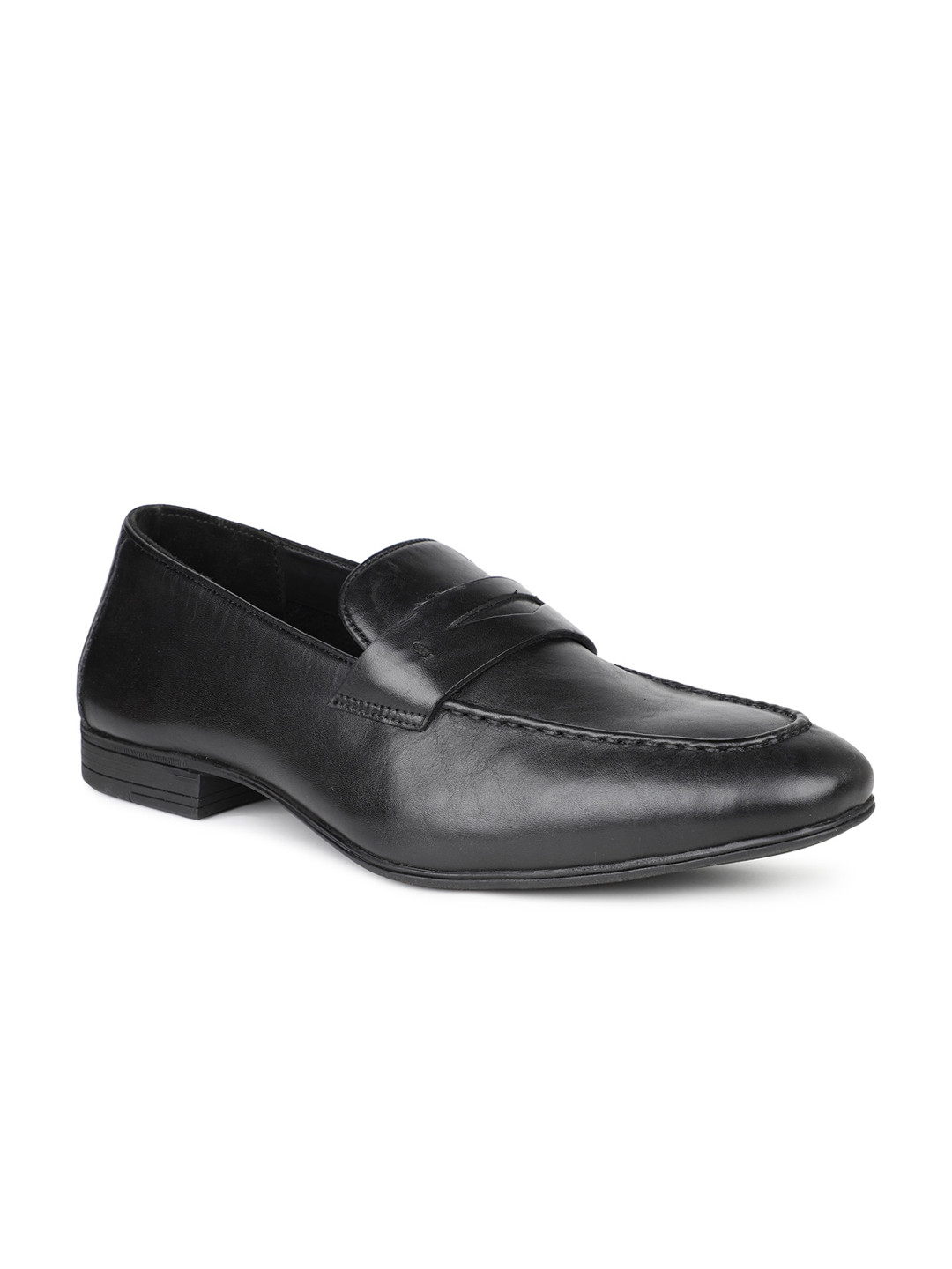 

PRIVO by Inc.5 Men Black Solid Formal Leather Loafers Shoes