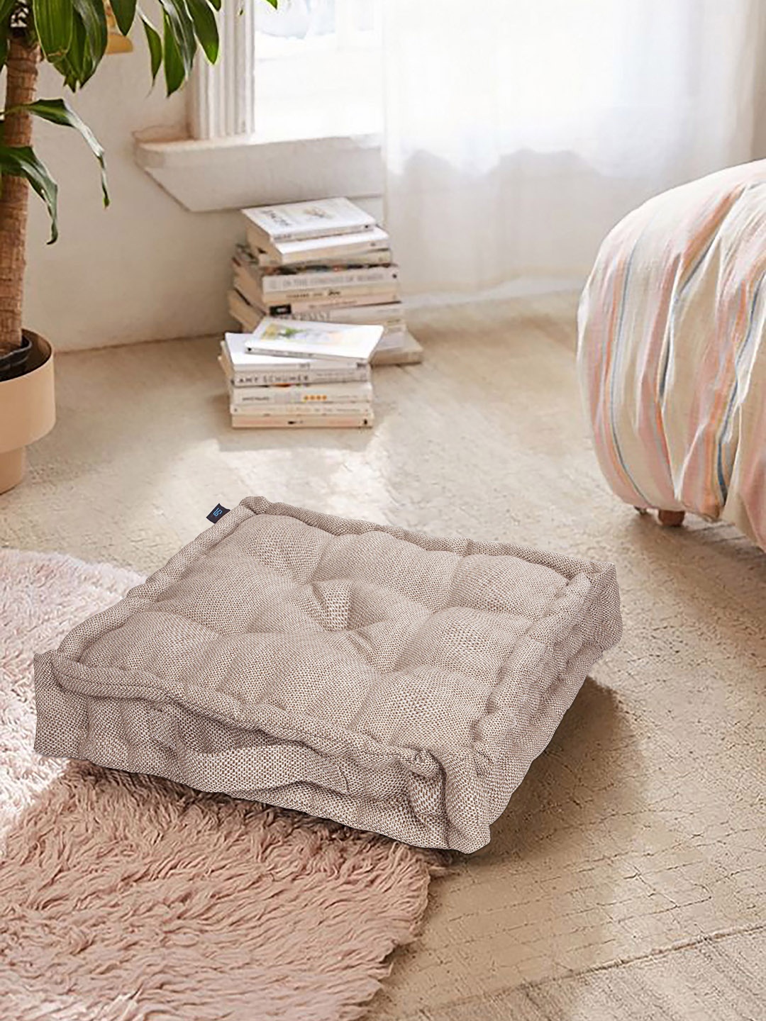 

S9home by Seasons Beige Solid Floor Cushion
