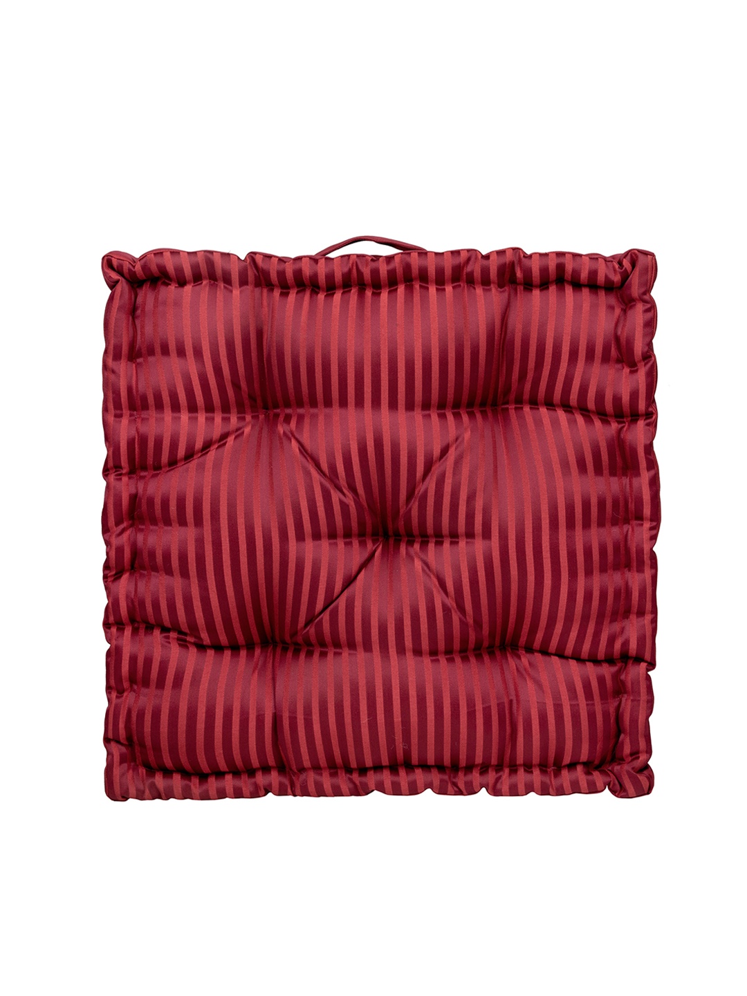 

S9home by Seasons Maroon Striped Square Floor Cushion