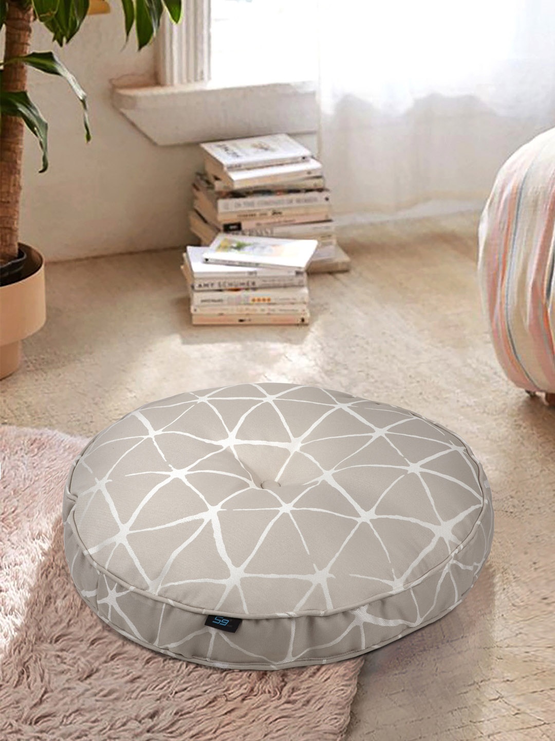 

S9home by Seasons Unisex Beige Round Shaped Printed Floor Cushions