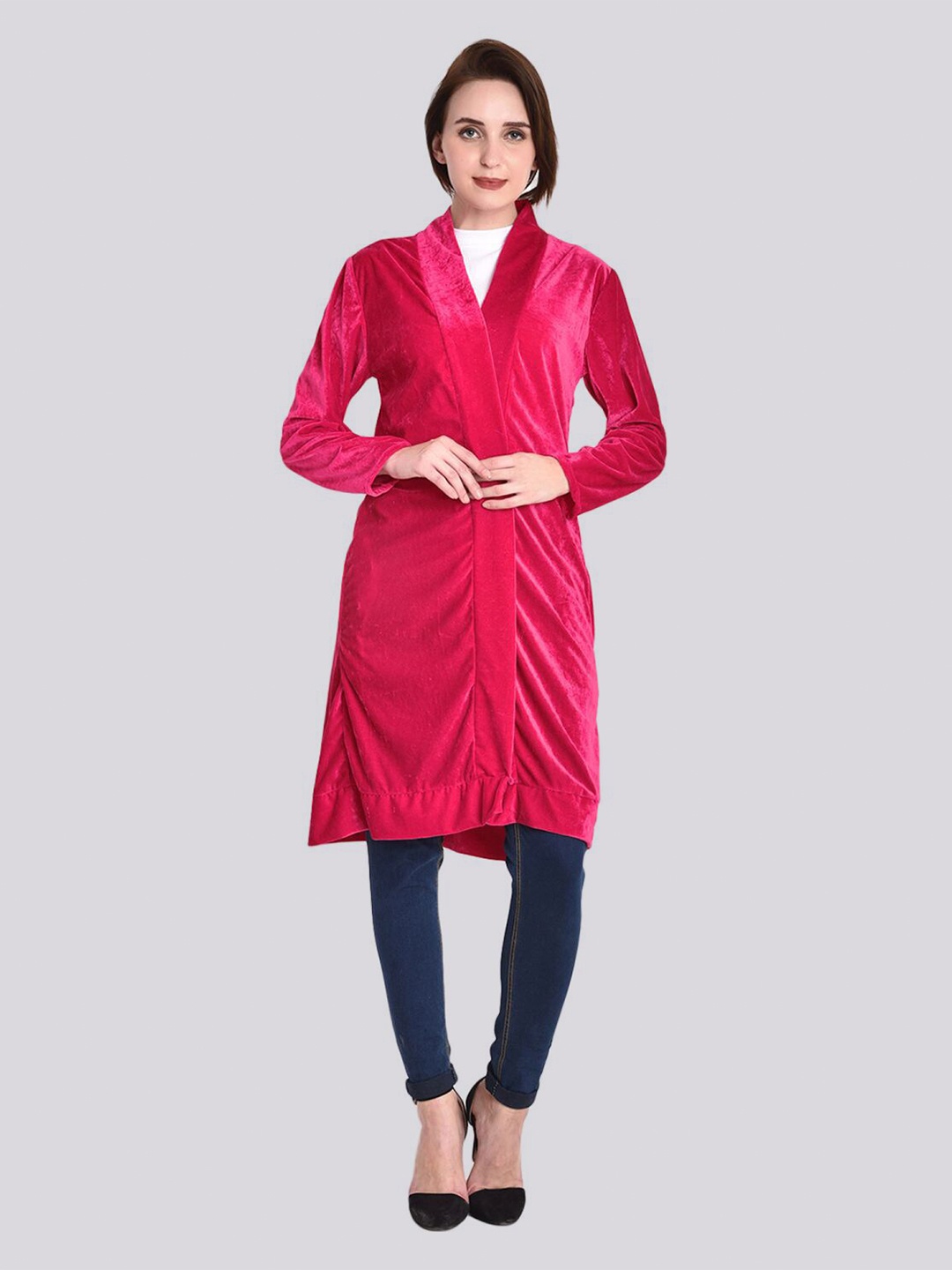 

TEEMOODS Women Magenta Longline Shrug