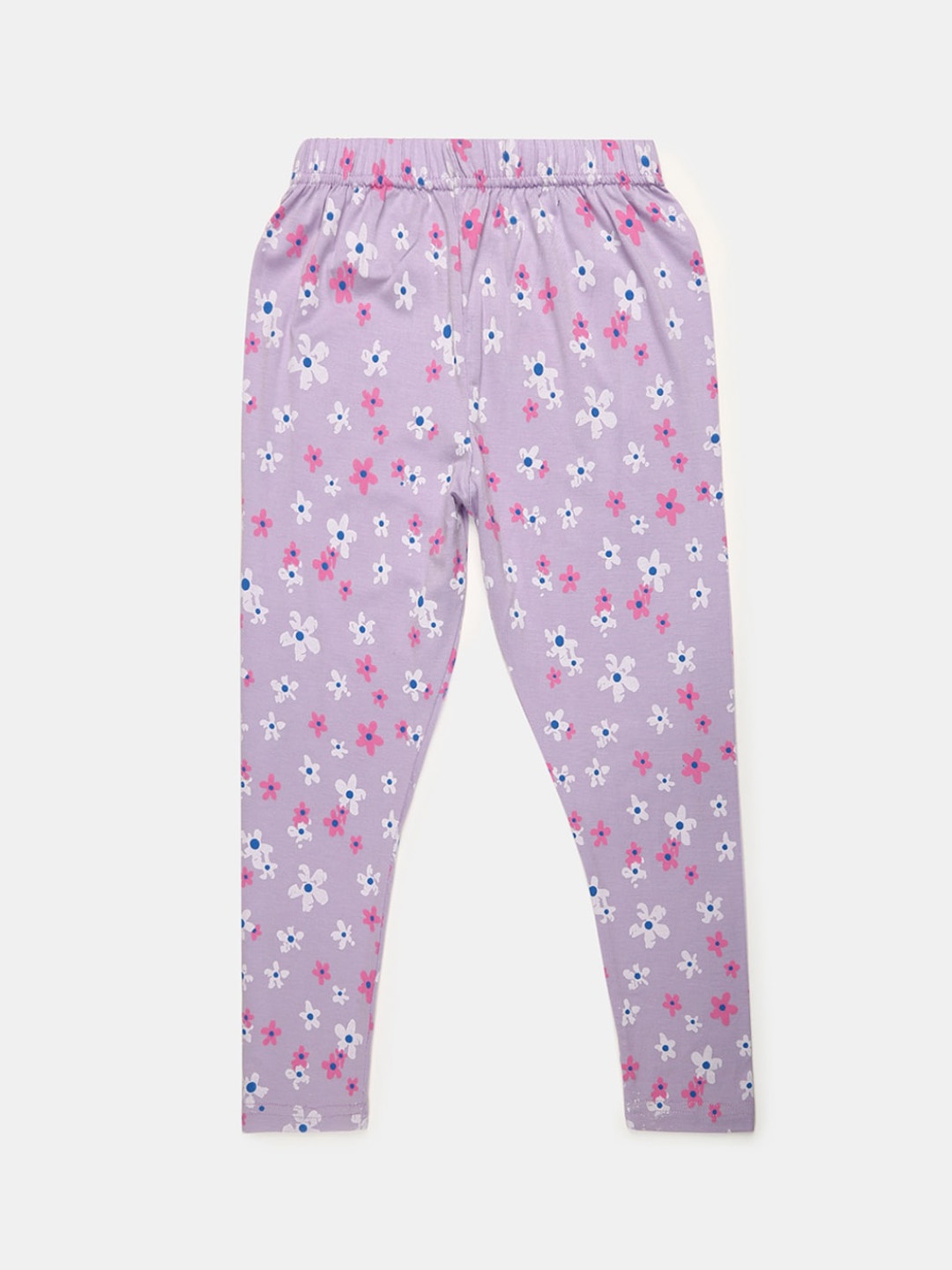 

V-Mart Girls Purple Floral Printed Cotton Ankle-Length Leggings