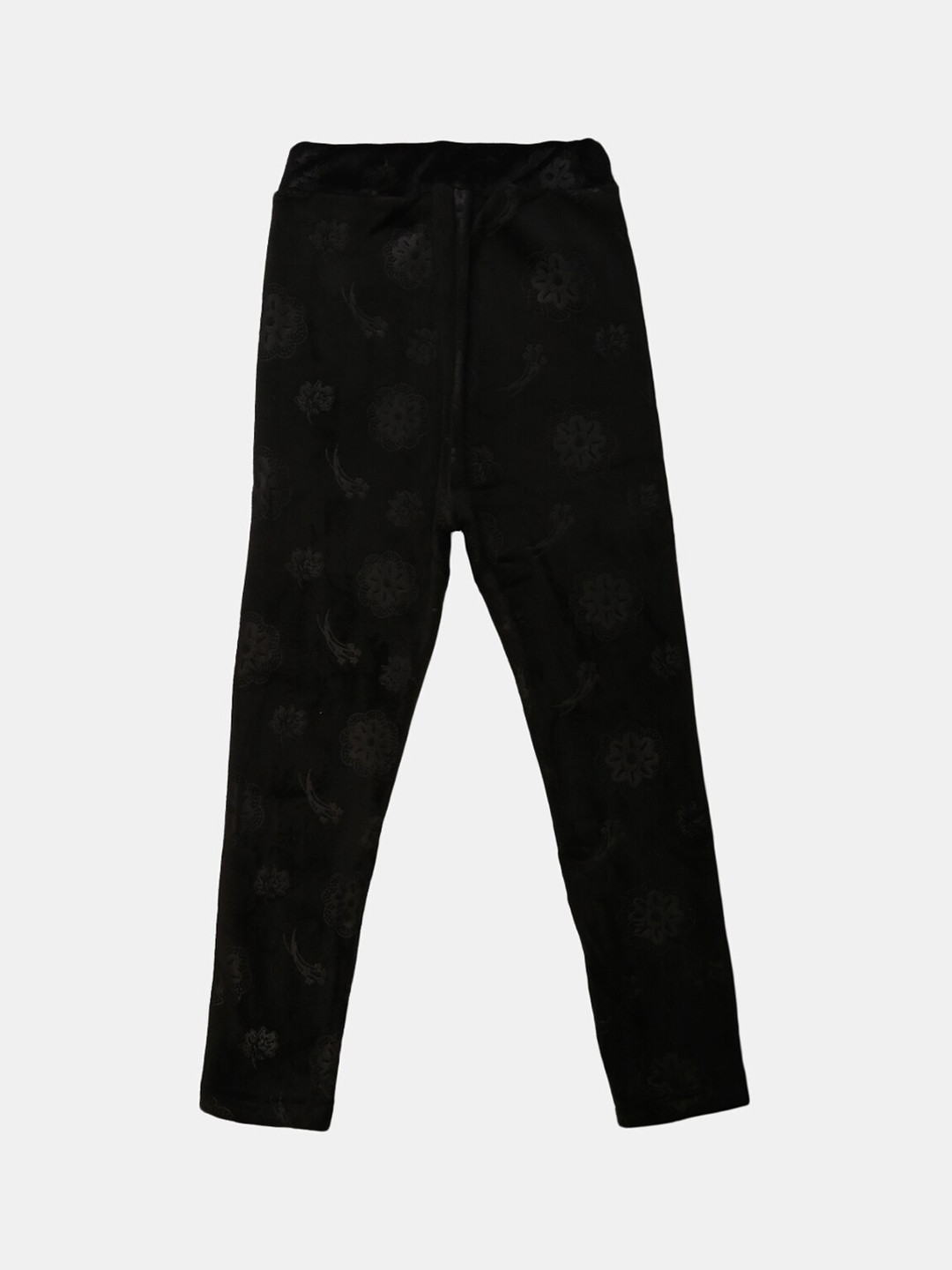 

V-Mart Girls Black Printed Ankle-Length Cotton Leggings
