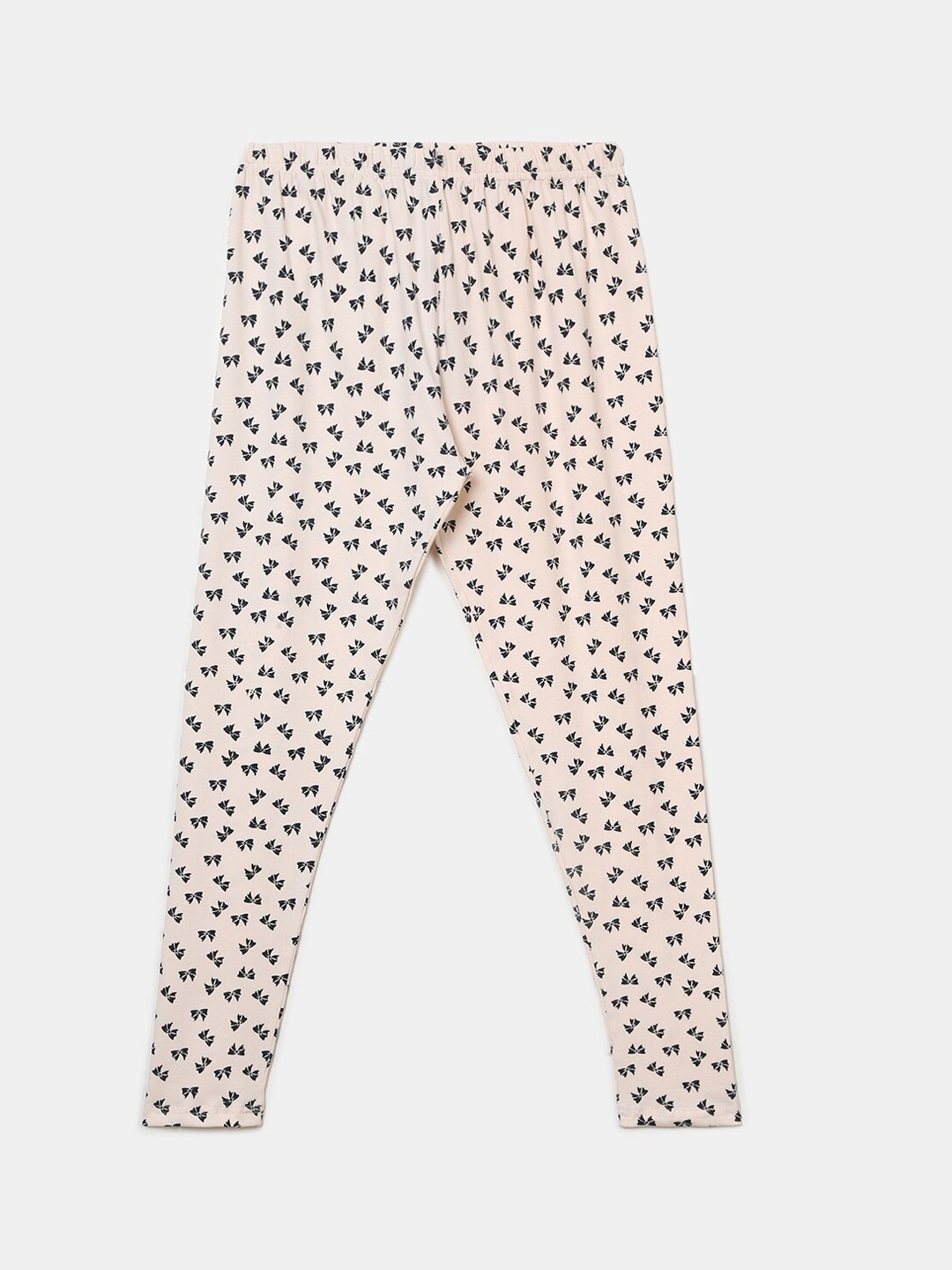 

V-Mart Girls Peach-Coloured & Black Printed Ankle-Length Leggings