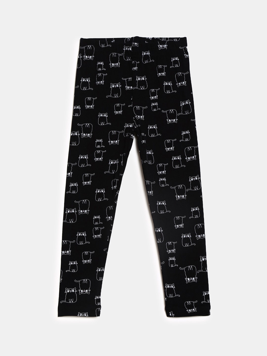 

V-Mart Girls Black Printed Ankle-Length Cotton Leggings