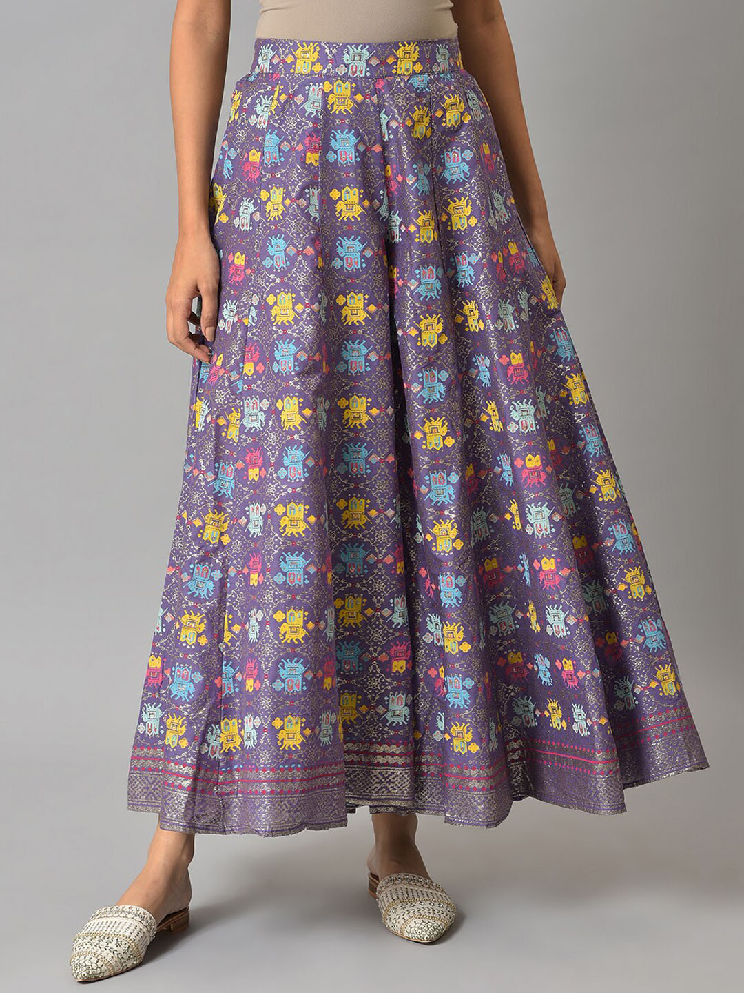 

W Women Purple Printed Maxi-Length Flared Skirt