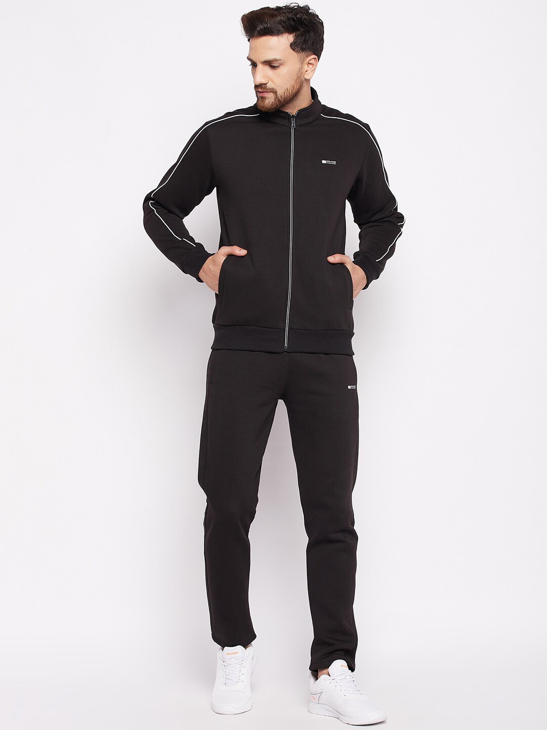 

Okane Men Black Solid Tracksuit