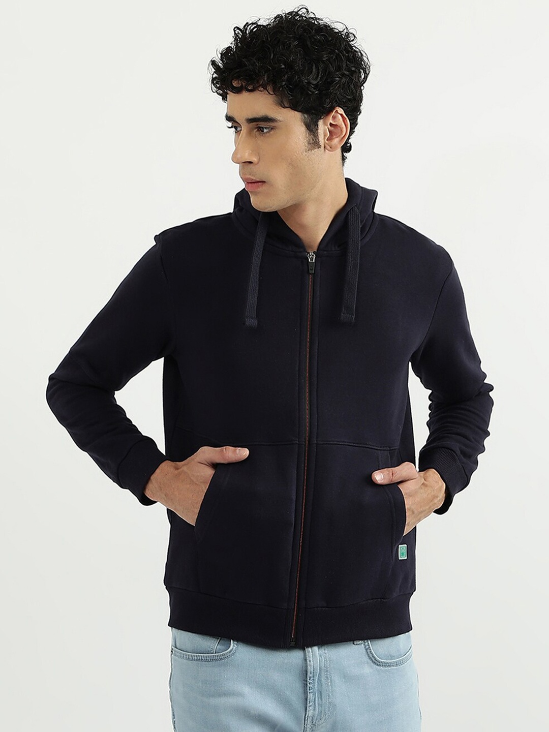 

United Colors of Benetton Men Navy Blue Hooded Neck Sweatshirt