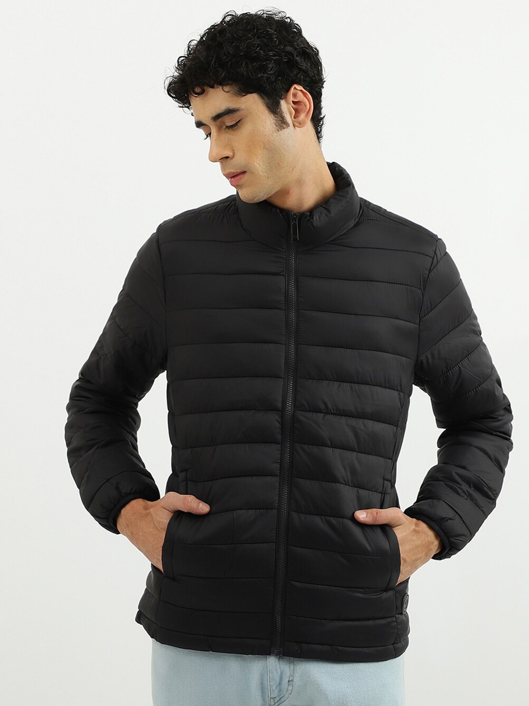 

United Colors of Benetton Men Black Padded Jacket