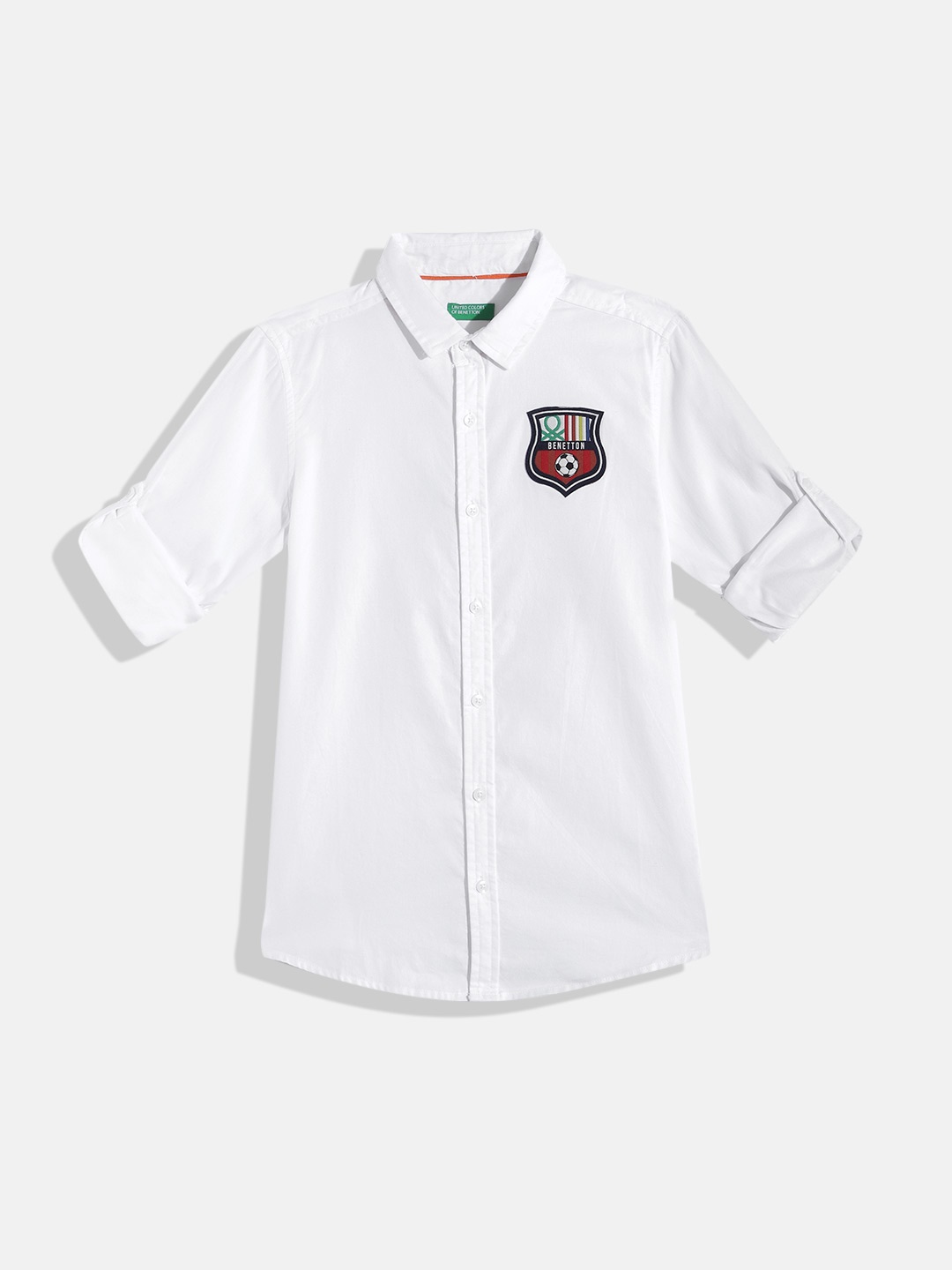 

United Colors of Benetton Boys Pure Cotton Typography Printed Shirt, White