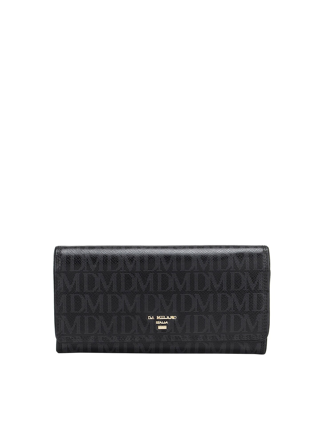 

Da Milano Women Black Typography Printed Leather Two Fold Wallet
