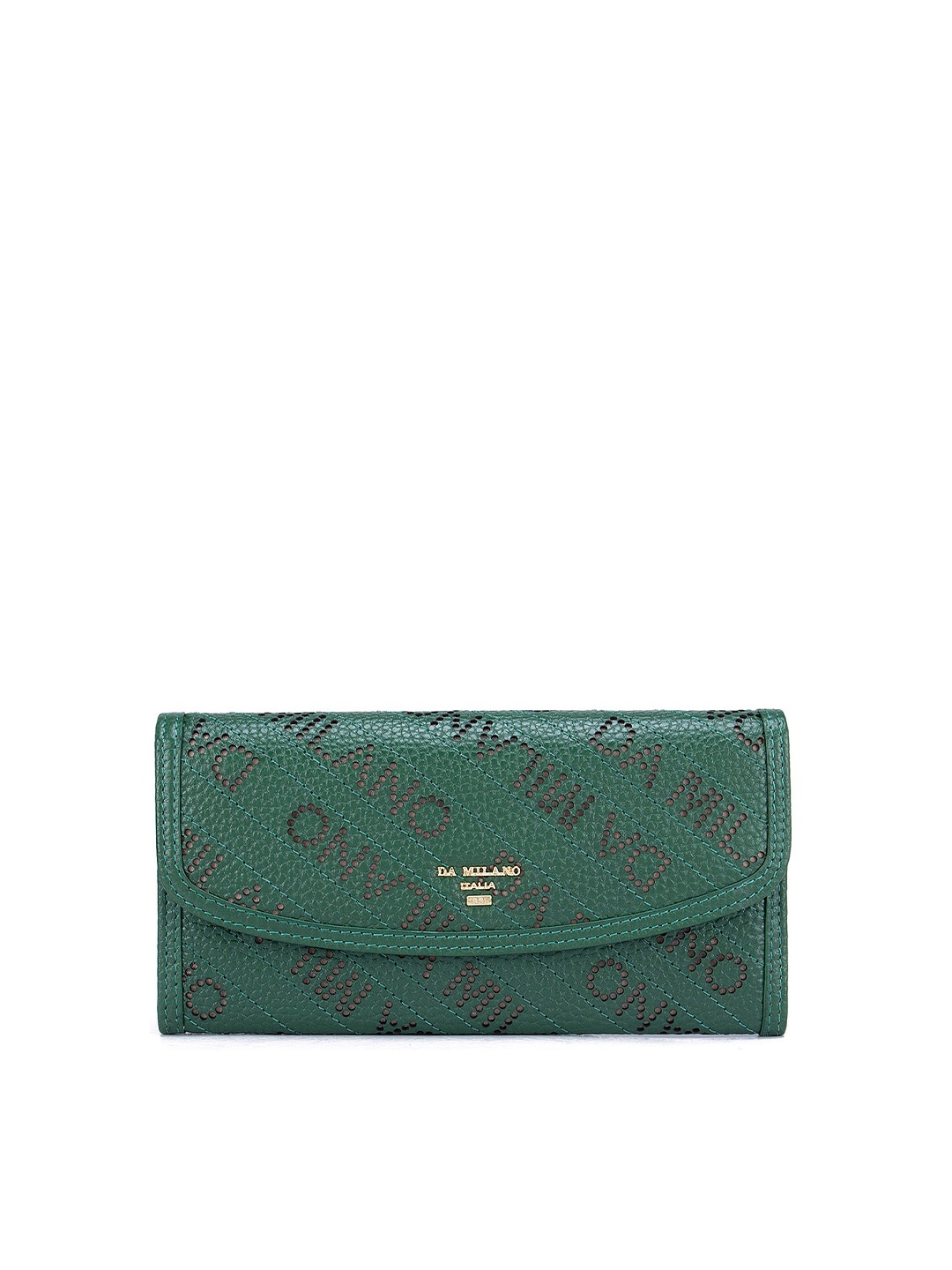 

Da Milano Women Green Typography Printed Leather Two Fold Wallet