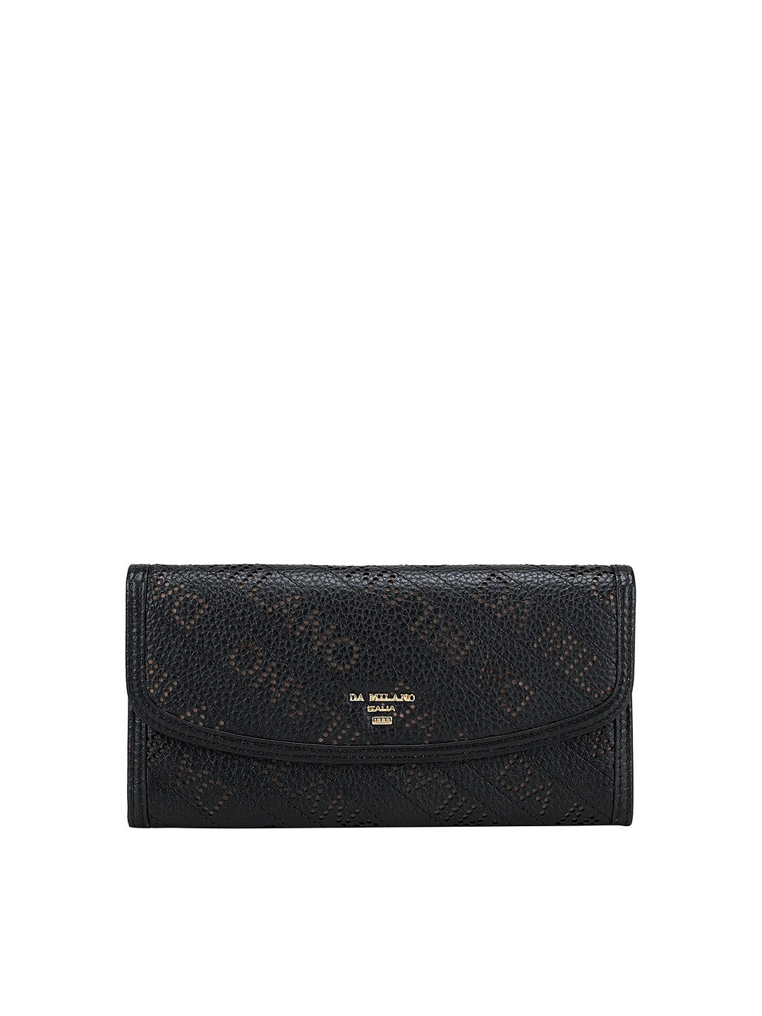 

Da Milano Women Black Typography Printed Leather Two Fold Wallet