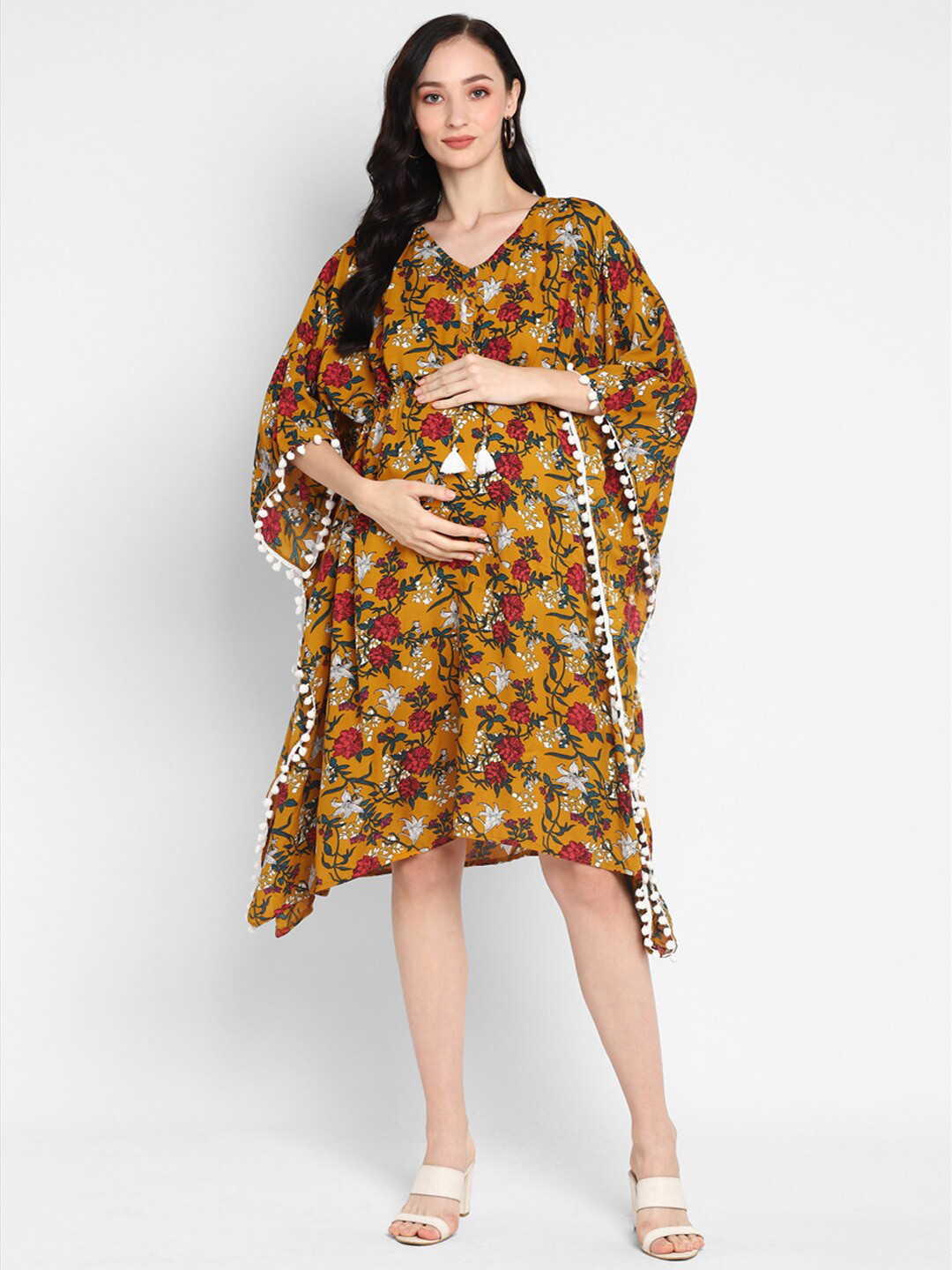 

Momsoon Maternity Brown Floral Maternity Kaftan Dress