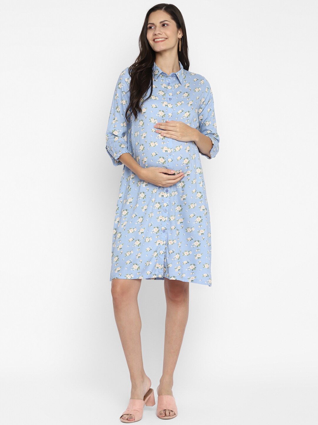 

Momsoon Maternity Floral Printed Maternity Dress, Blue