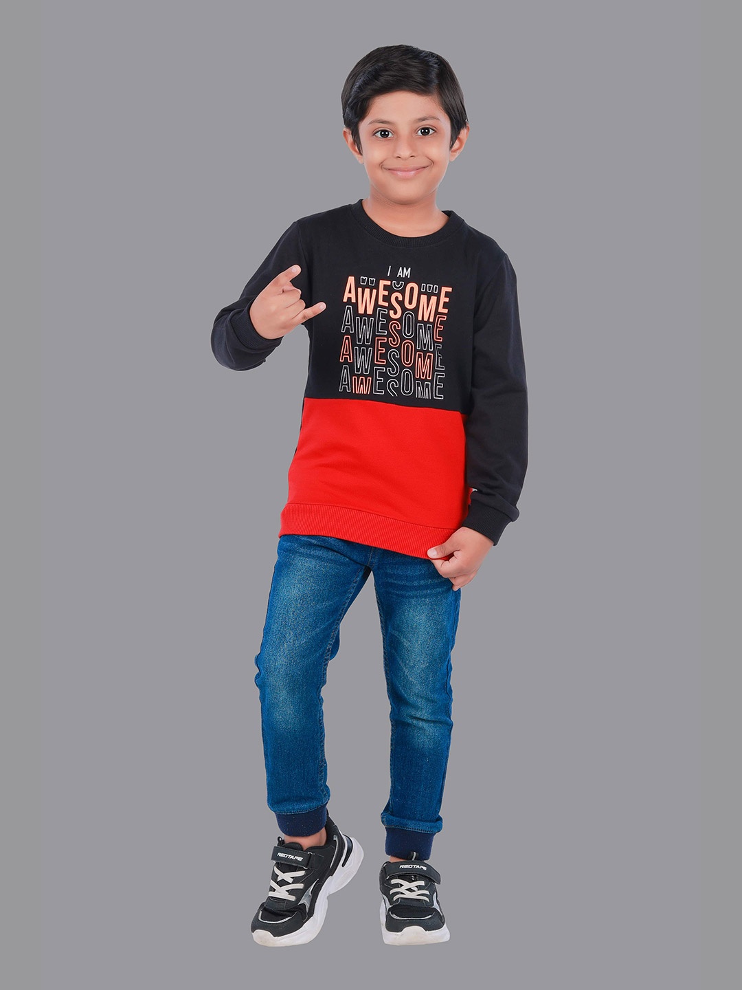 

3PIN Boys Navy Blue & Red Printed Cotton Sweatshirt