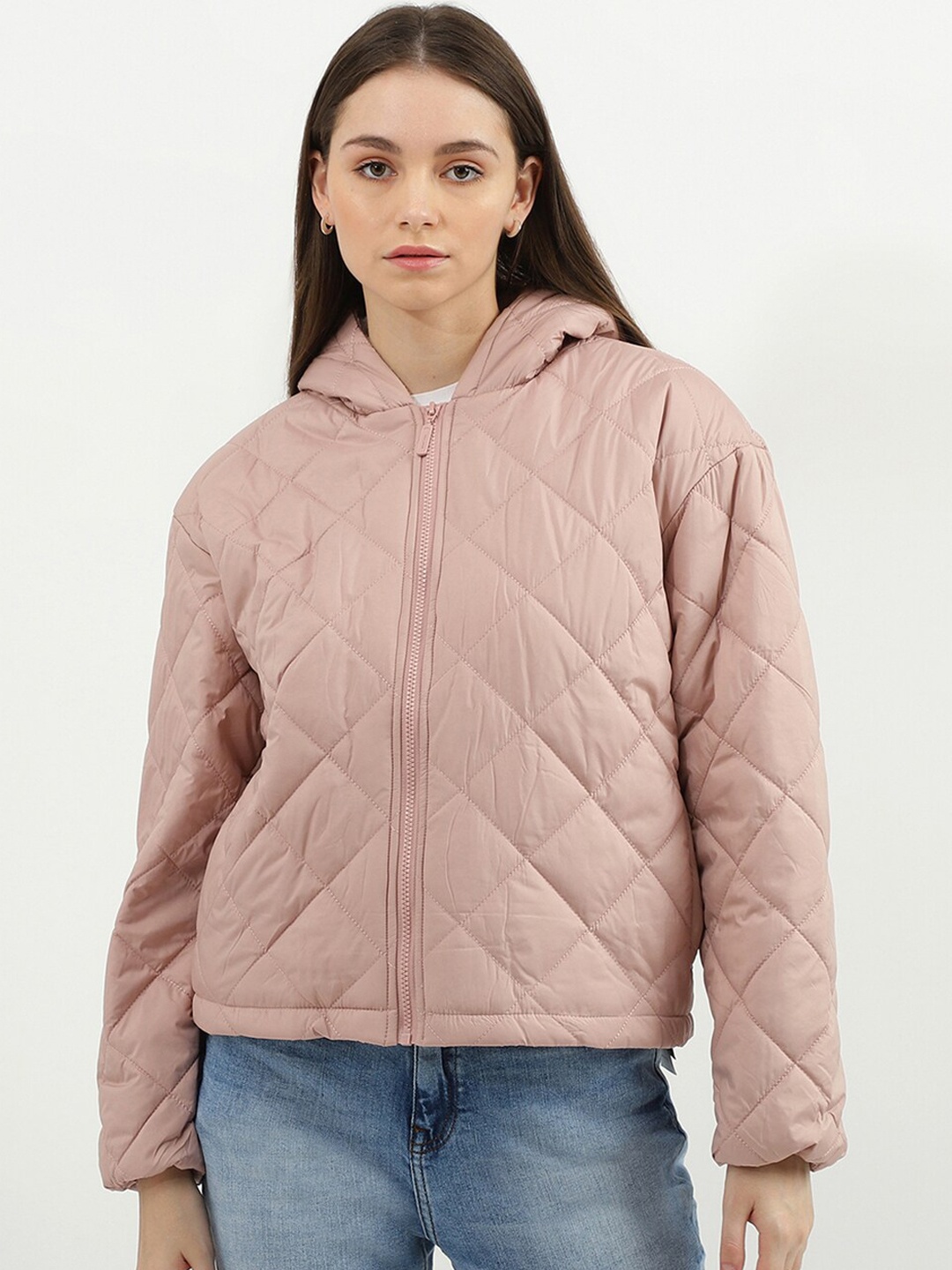 

United Colors of Benetton Women Peach-Coloured Quilted Jacket