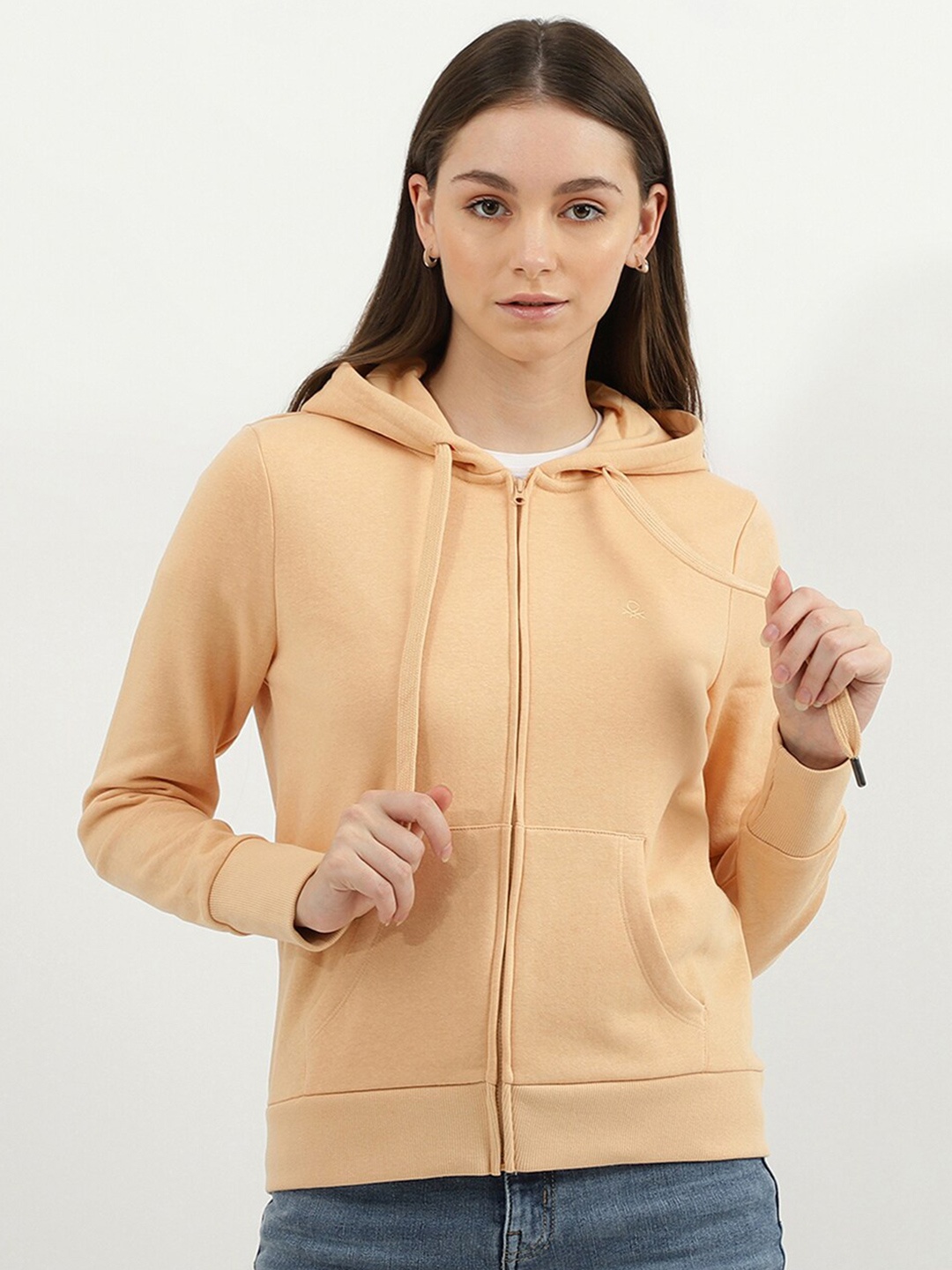 

United Colors of Benetton Women Beige Hooded Sweatshirt