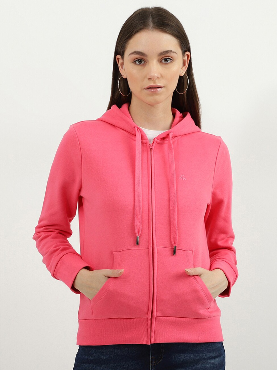 

United Colors of Benetton Women Pink Hooded Sweatshirt