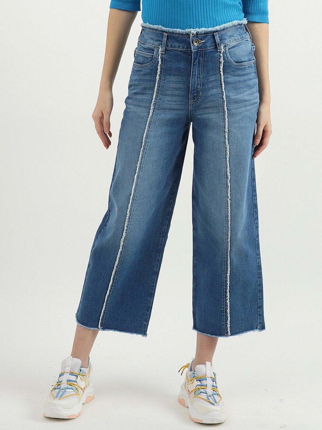 

United Colors of Benetton Women Blue Wide Leg Light Fade Jeans