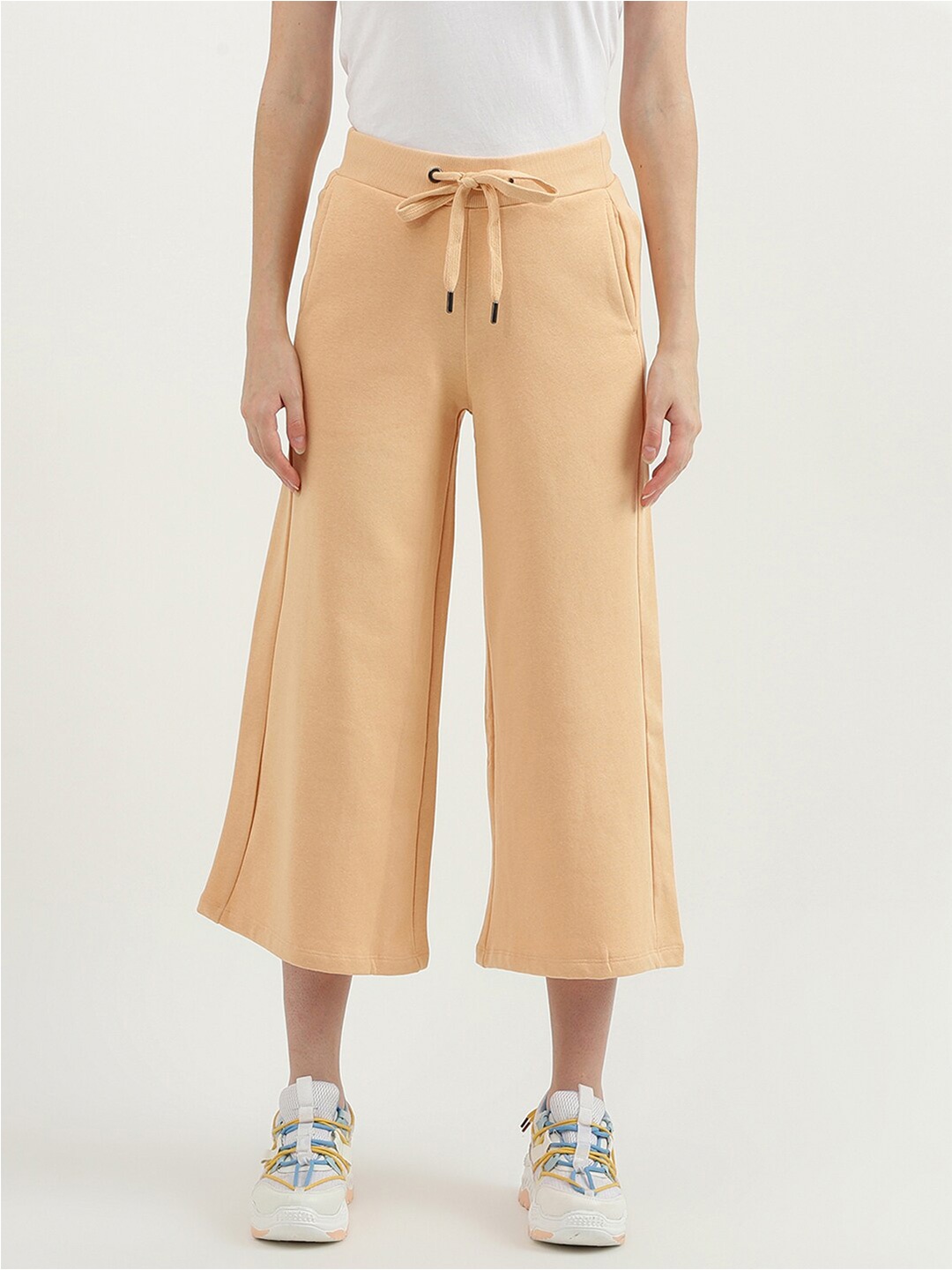 

United Colors of Benetton Women Peach-Coloured Cotton Knitted Palazzos