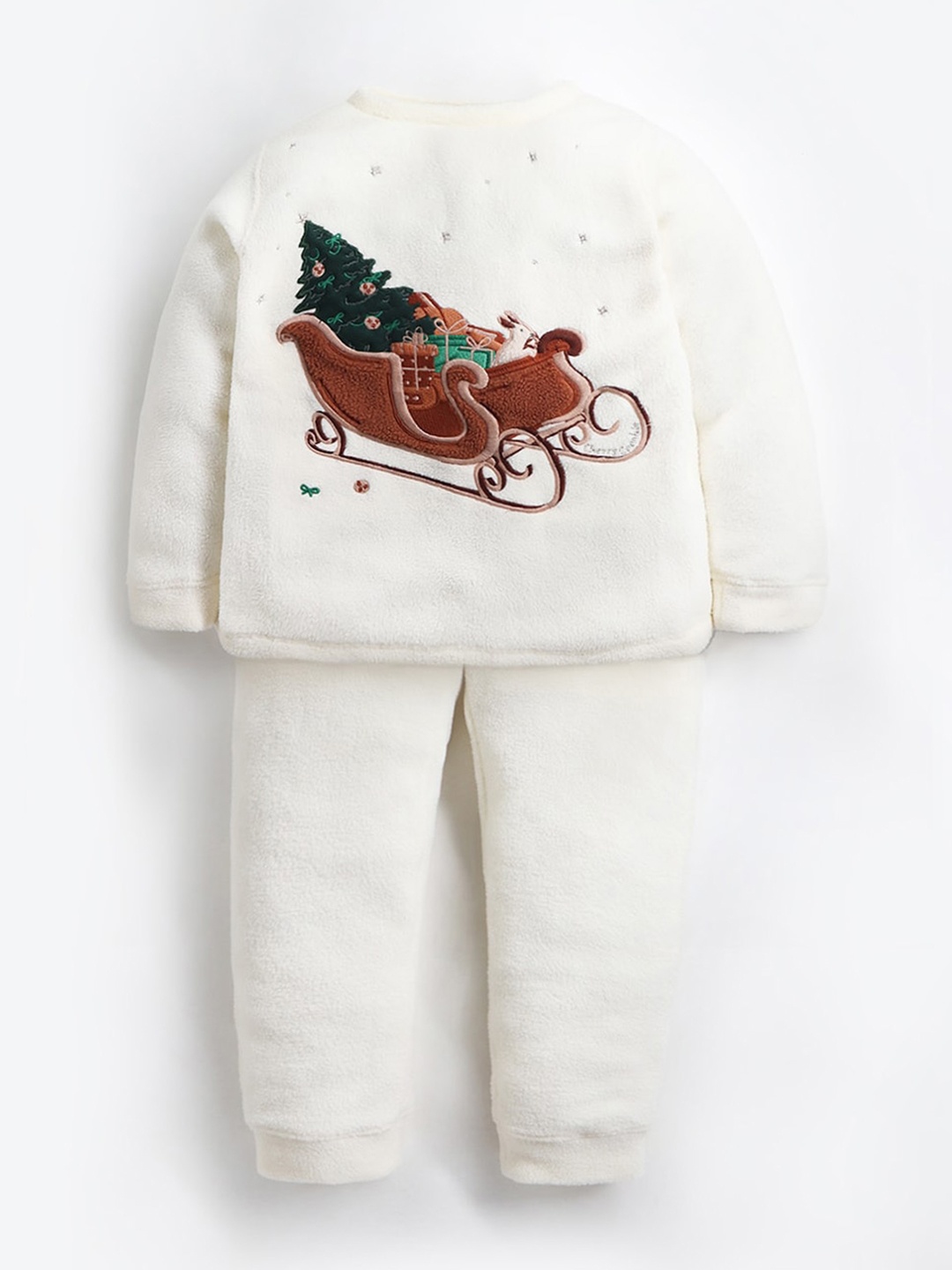 

Cherry Crumble Unisex Kids Cream-Coloured & Brown Printed Night suit