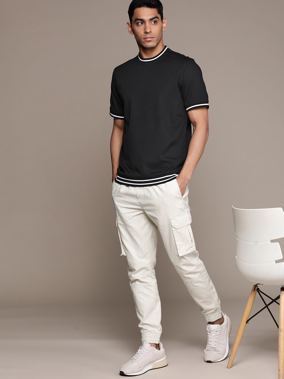 

Macy's Alfani Round Neck Knitted T-shirt, Black