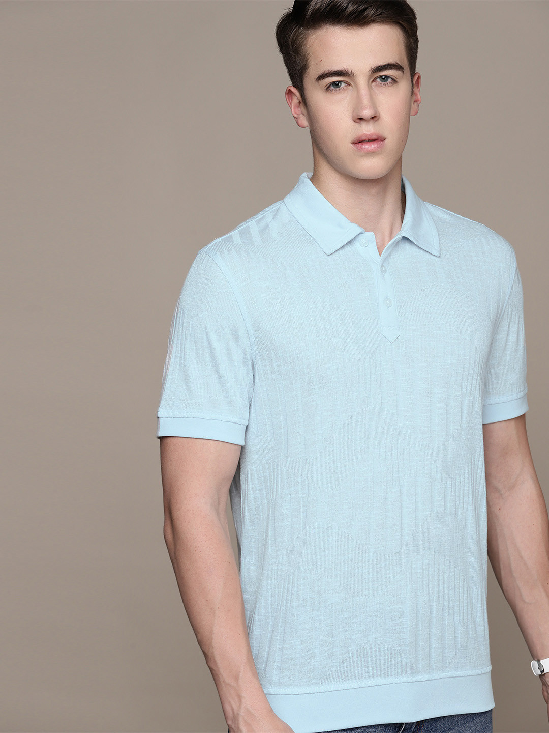 

Macy's Alfani Men Self Design Polo Collar T-shirt, Blue
