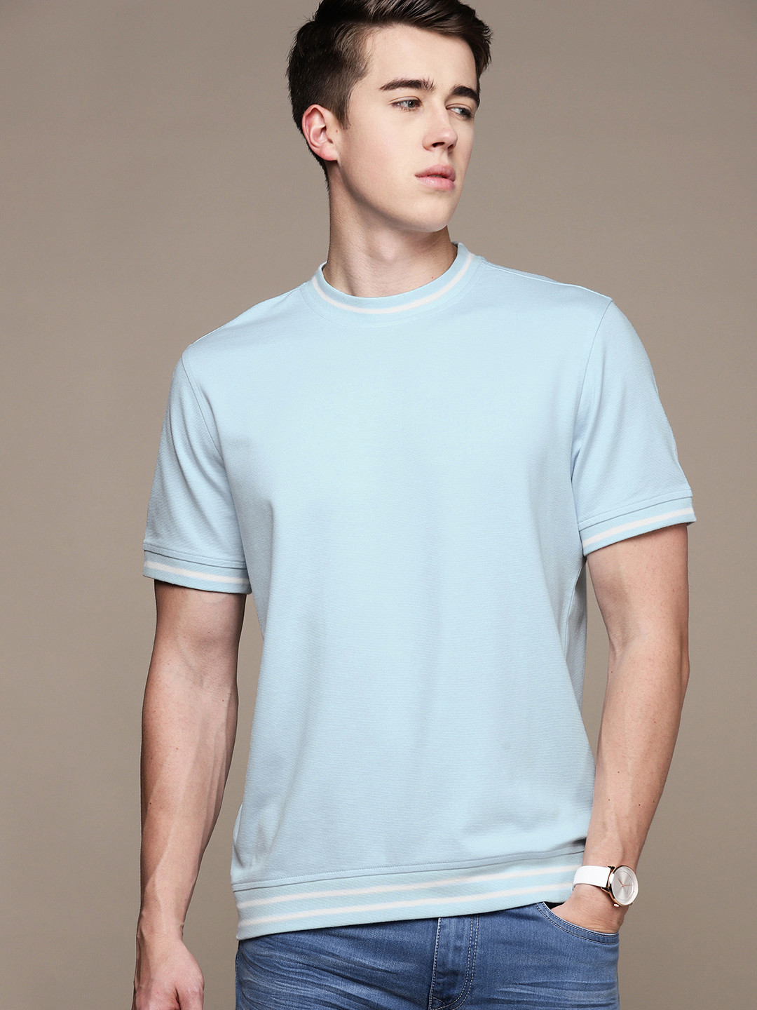 

Macy's Alfani Men Solid Knitted T-shirt, Blue