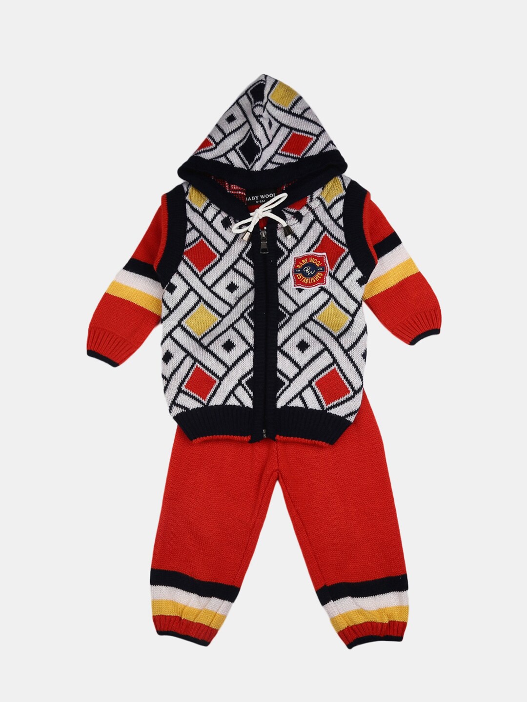 

V-Mart Kids Orange & Black Self Design T-shirt with Pyjamas