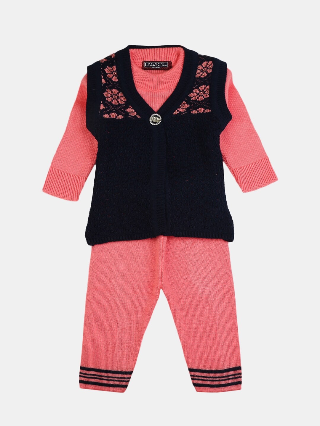 

V-Mart Girls Navy Blue & Pink T-shirt with Pyjamas