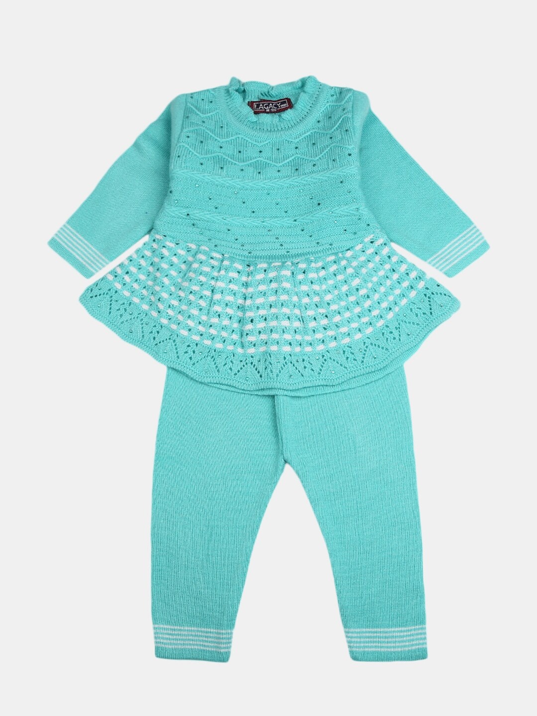 

V-Mart Girls Sea Green & White Top with Pyjamas