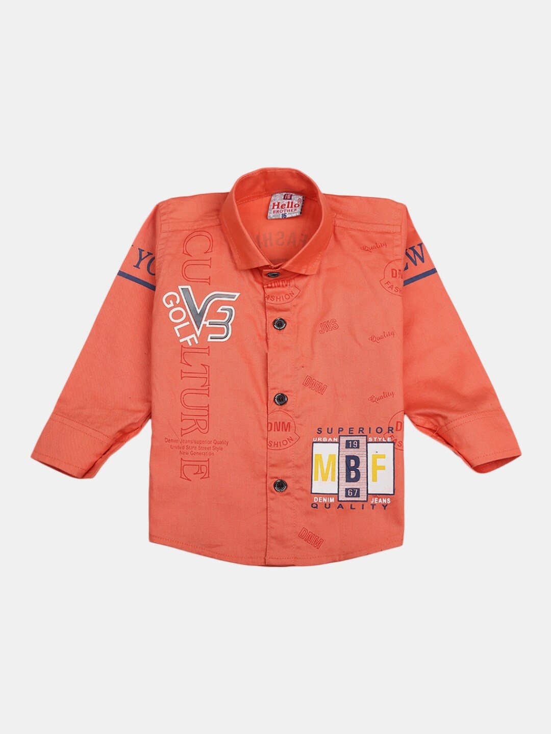 

V-Mart Boys Orange & Blue Printed Shirt with Trousers