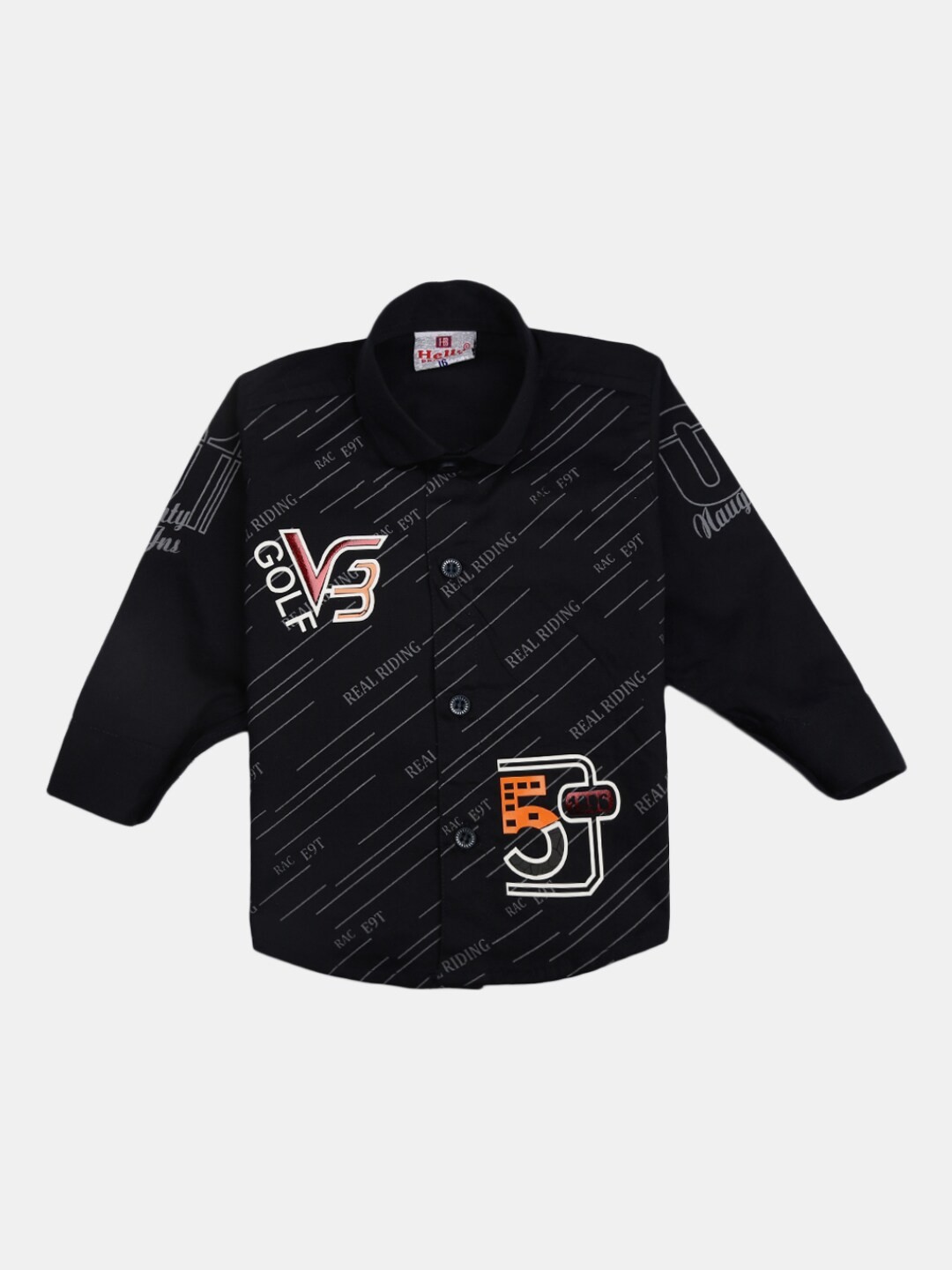 

V-Mart Boys Navy Blue & White Printed Shirt with Trousers