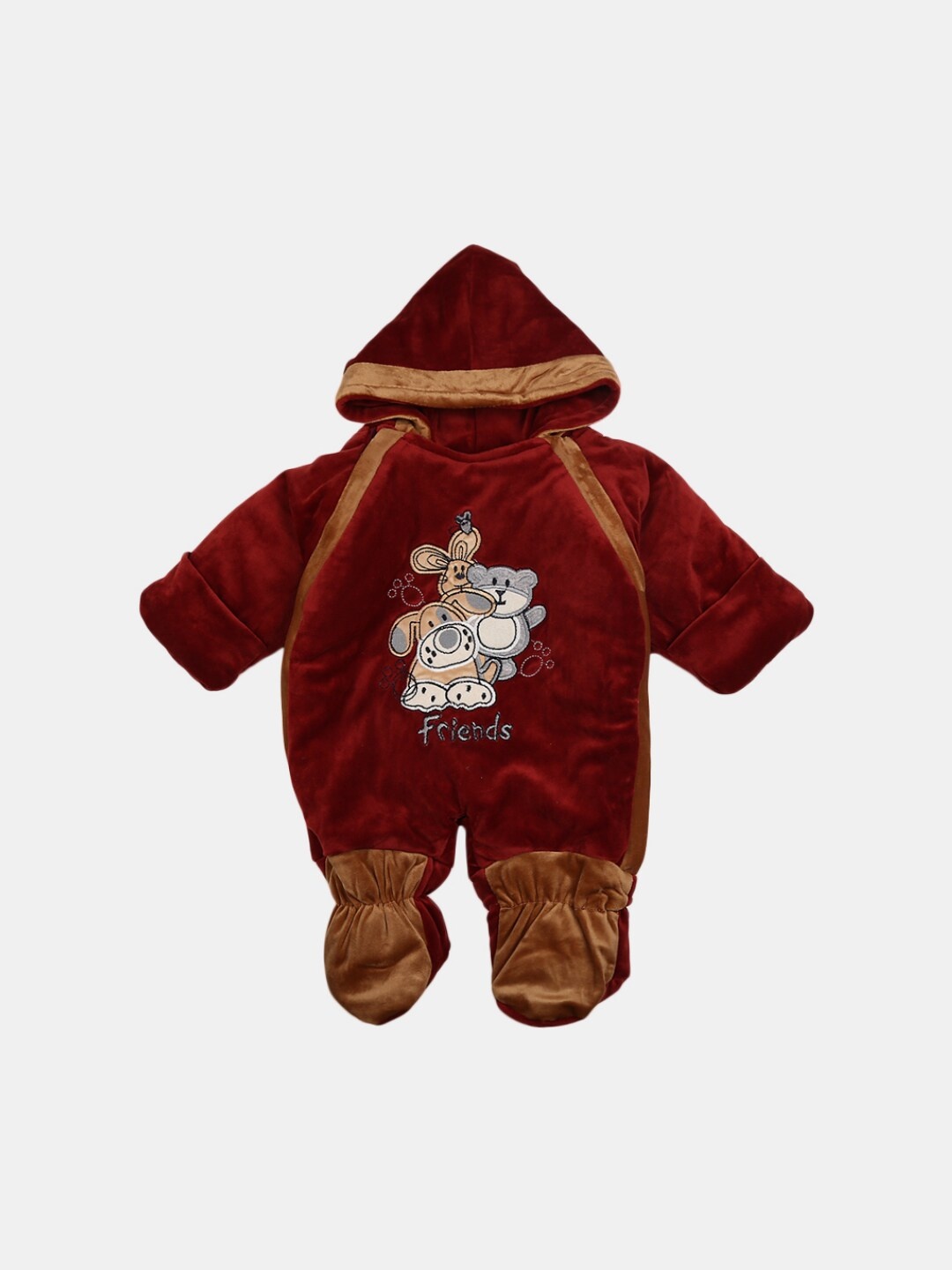 

V-Mart Kids Maroon & Brown Hooded Sleeping Suit