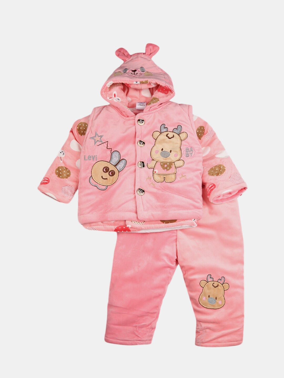 

V-Mart Unisex Kids Pink & Brown Printed Shirt with Pyjamas