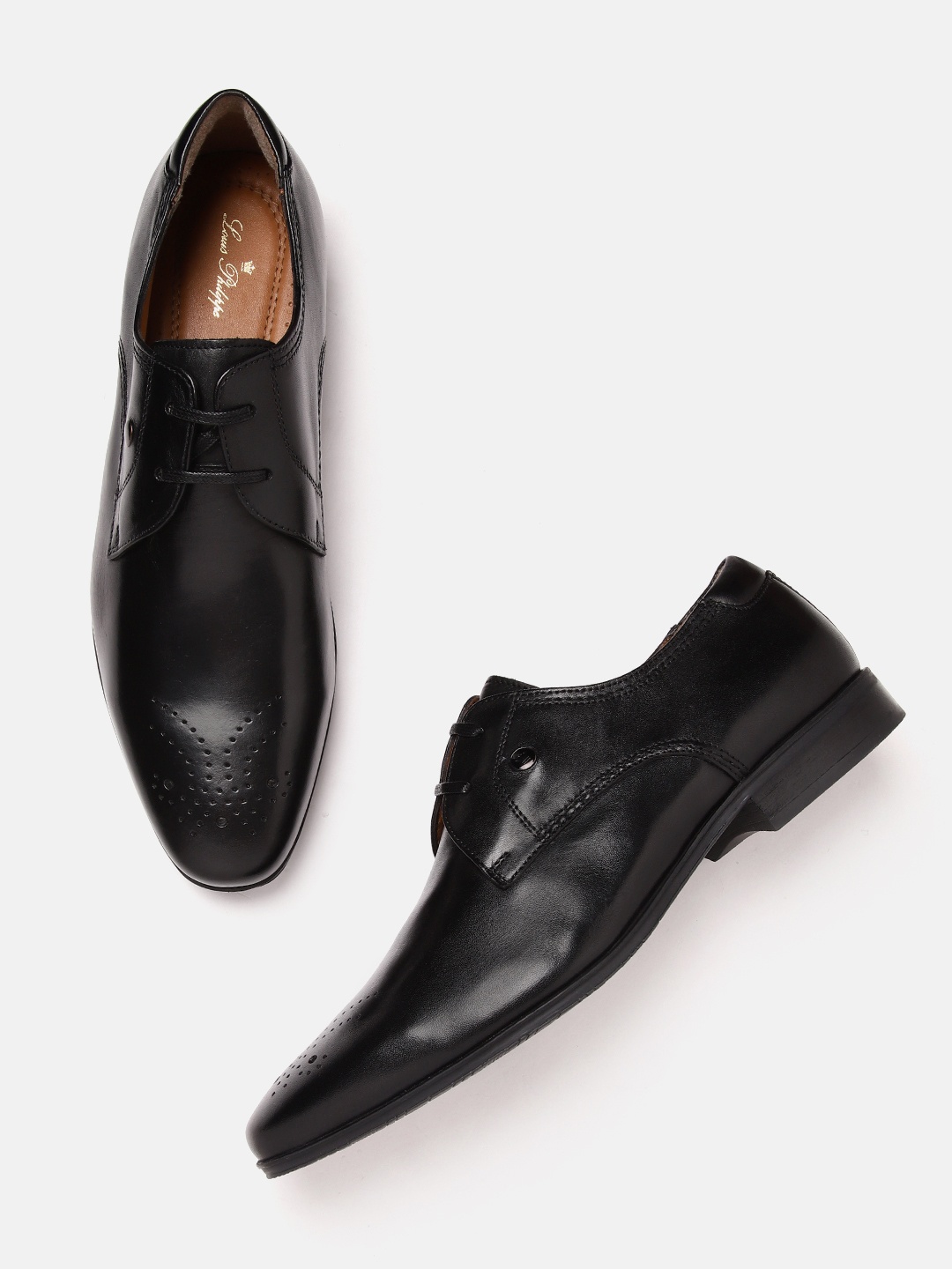 

Louis Philippe Men Leather Formal Derbys, Black