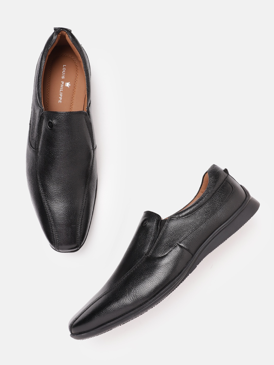 

Louis Philippe Men Leather Formal Slip-On Shoes, Black