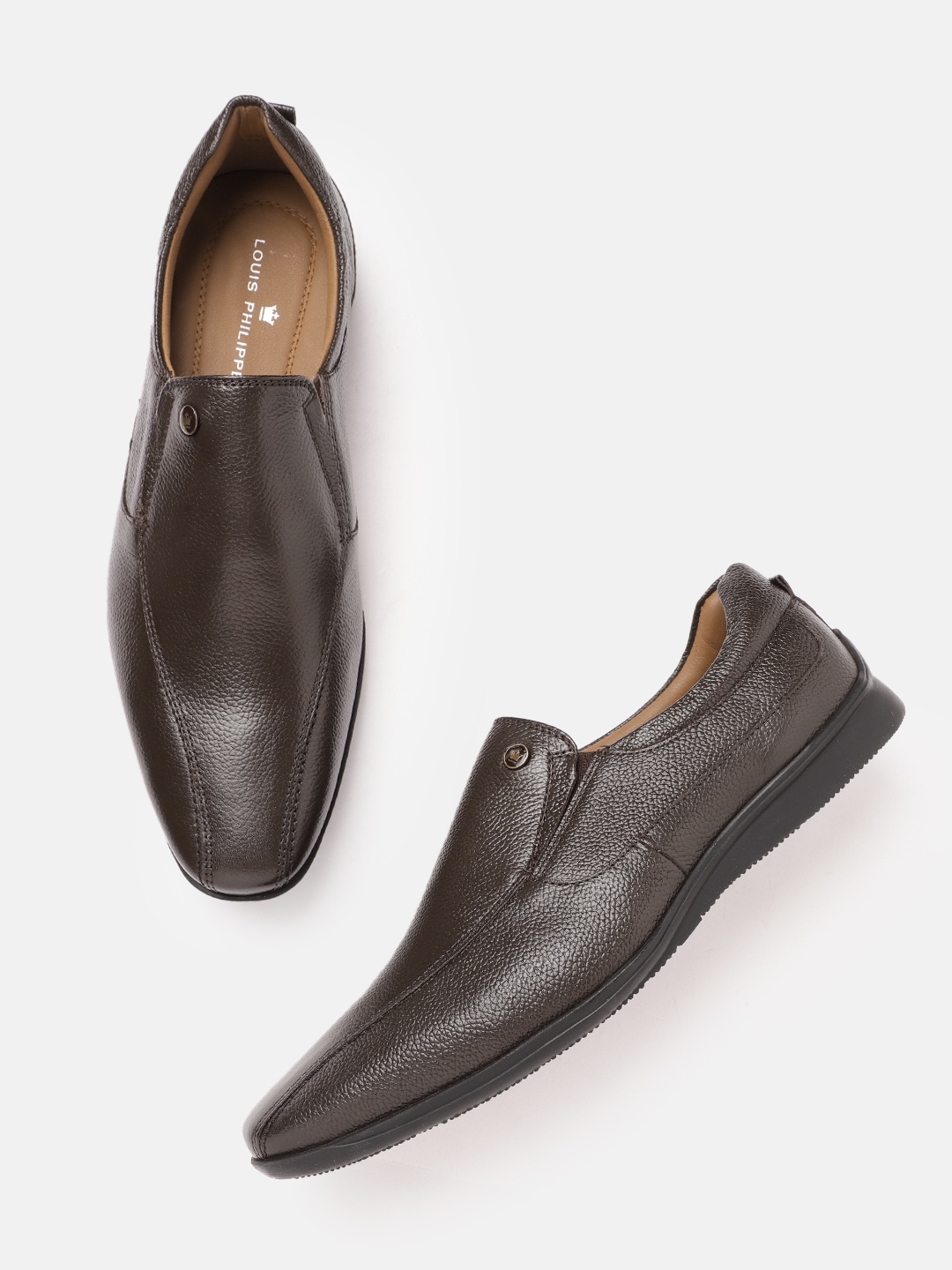 

Louis Philippe Men Leather Formal Slip-On Shoes, Coffee brown