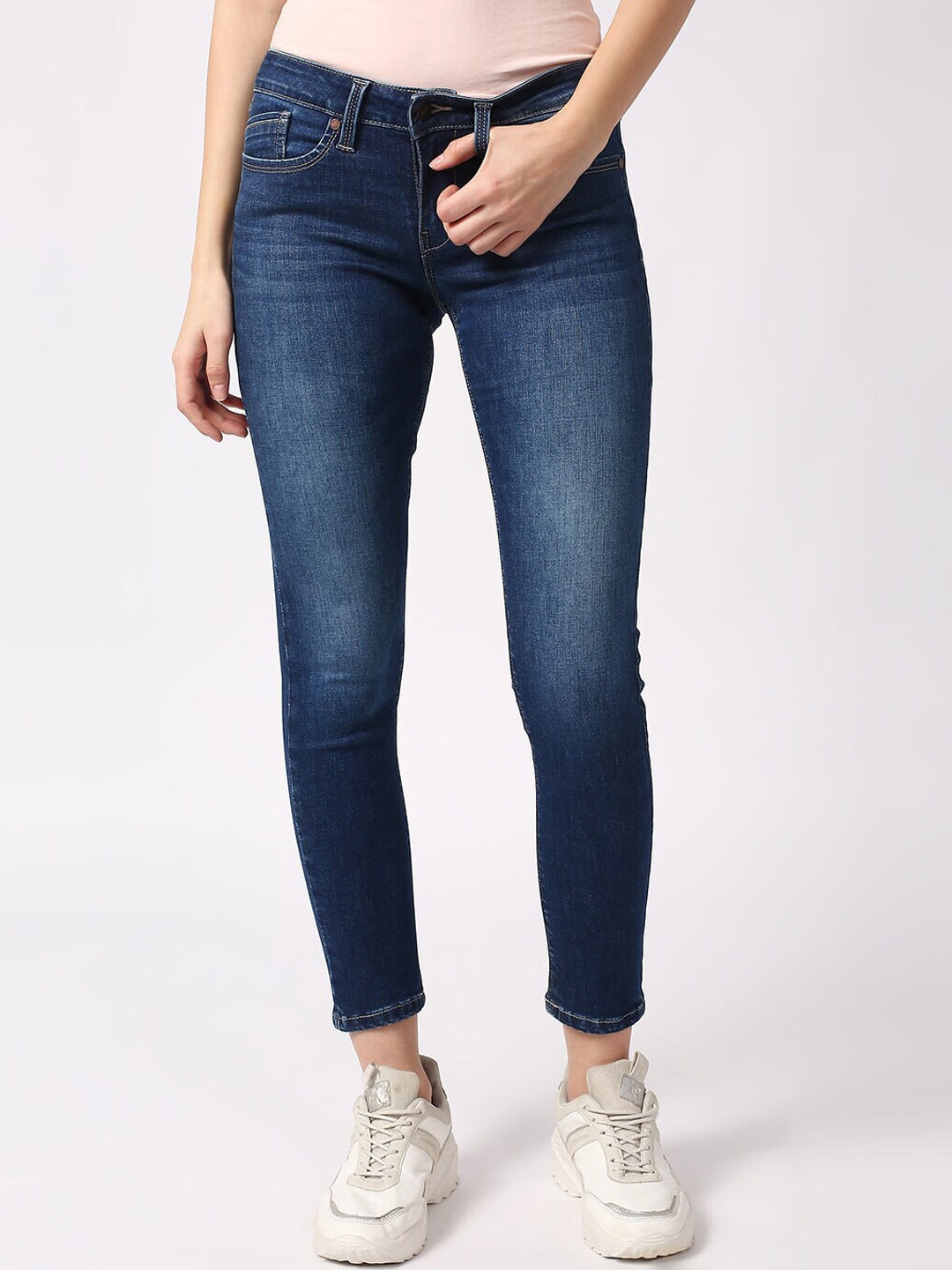 

Pepe Jeans Women Skinny Fit Heavy Fade Cotton Jeans, Blue
