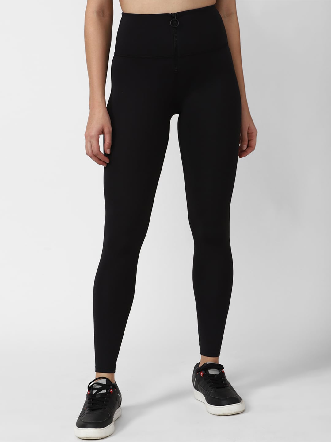 

FOREVER 21 Women Black Solid Ankle-Length Leggings